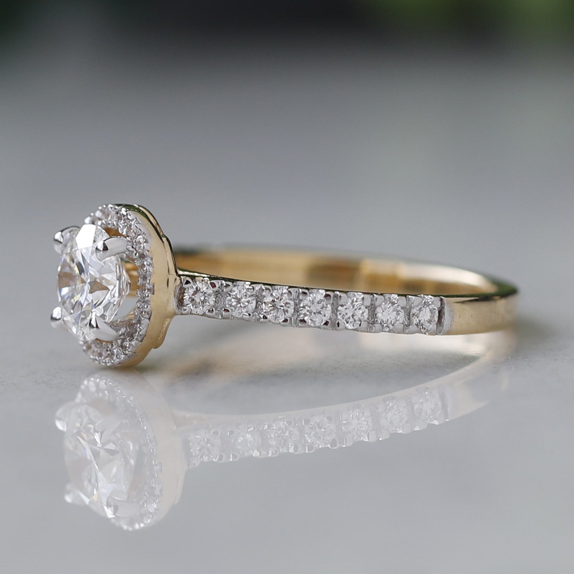 yellow gold lab created diamond ring