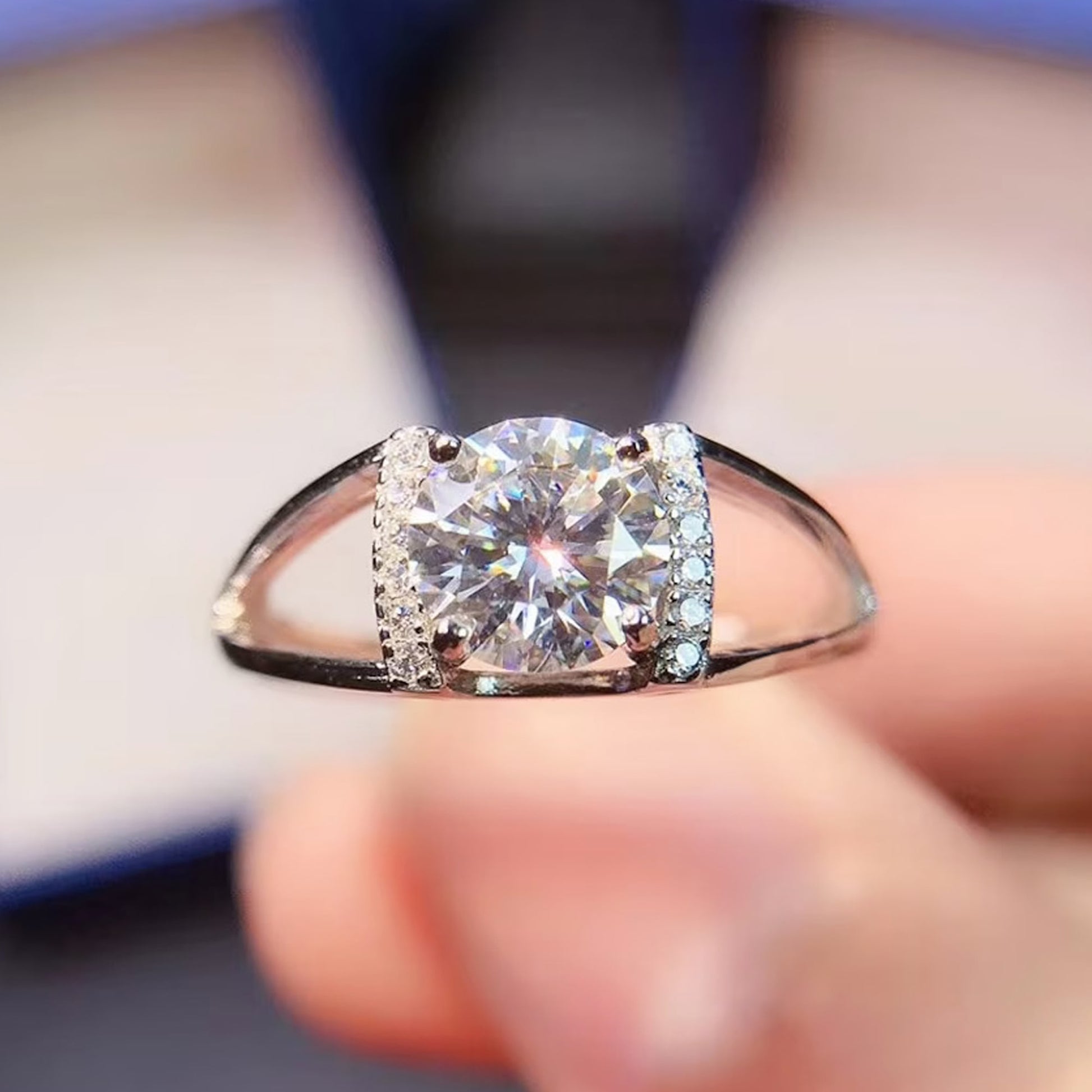 round moissanite engagement ring