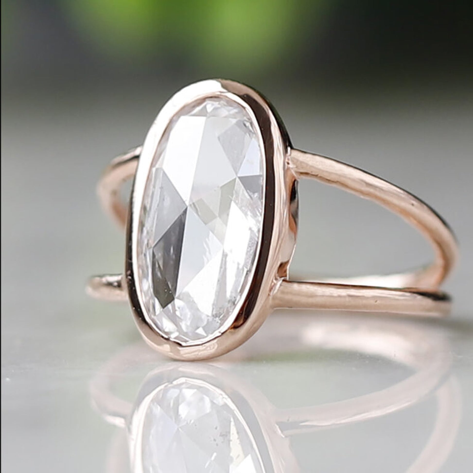 oval rose cut diamond ring