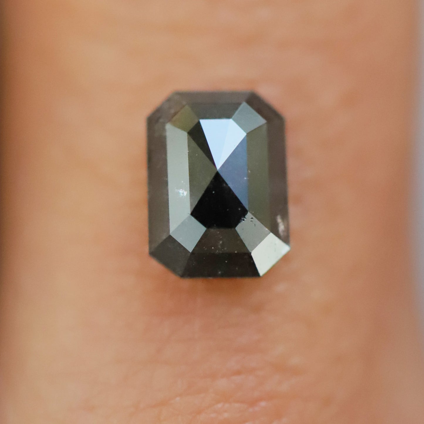 emerald cut salt and pepper diamond