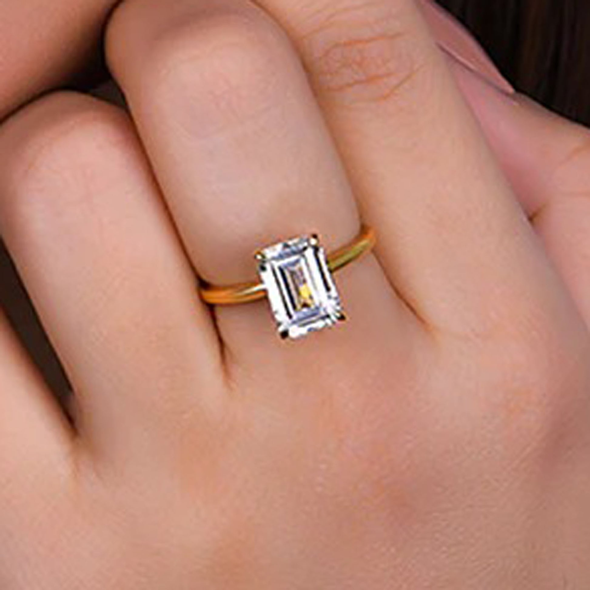 Emerald Shape Moissanite Engagement Ring