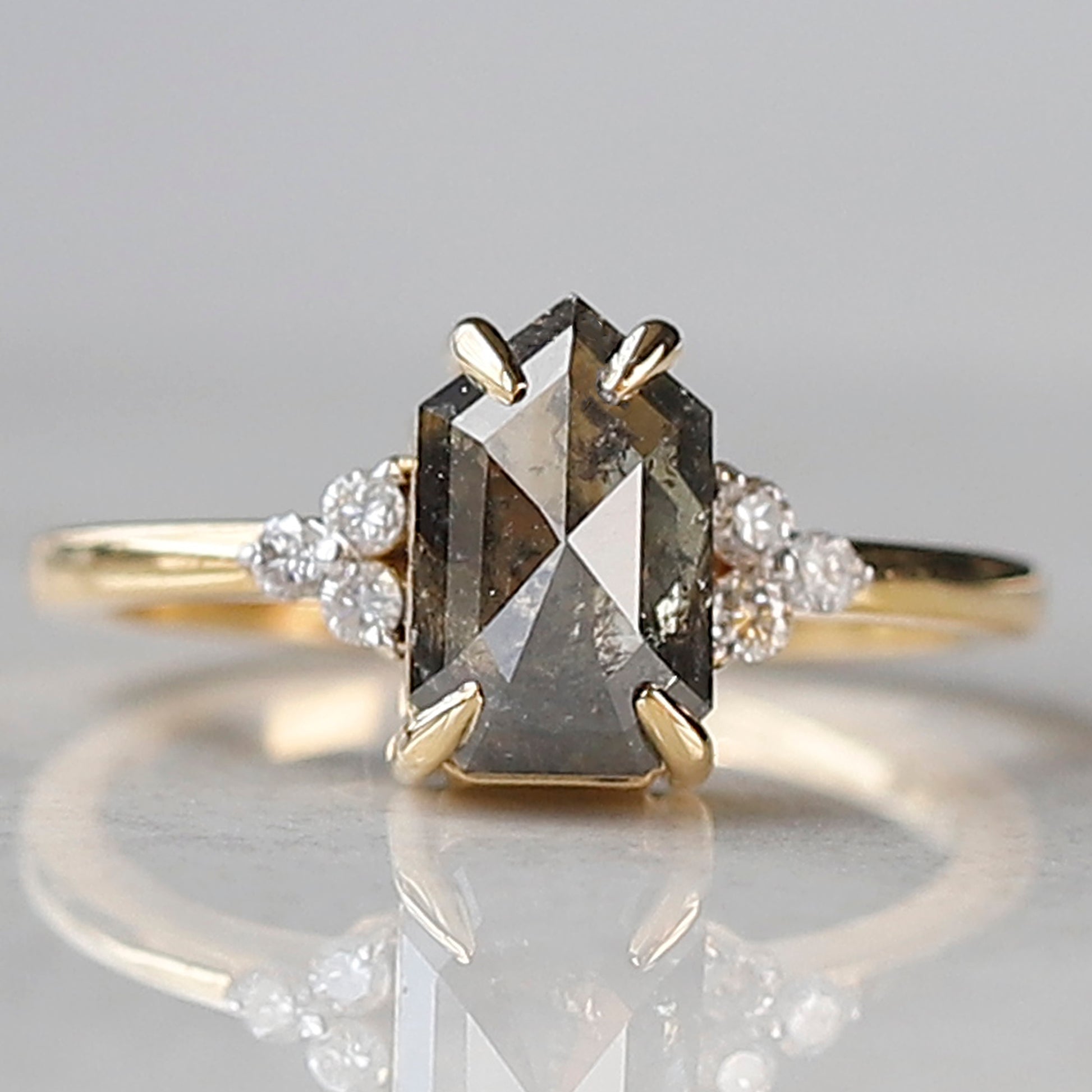 shield cut diamond engagement ring
