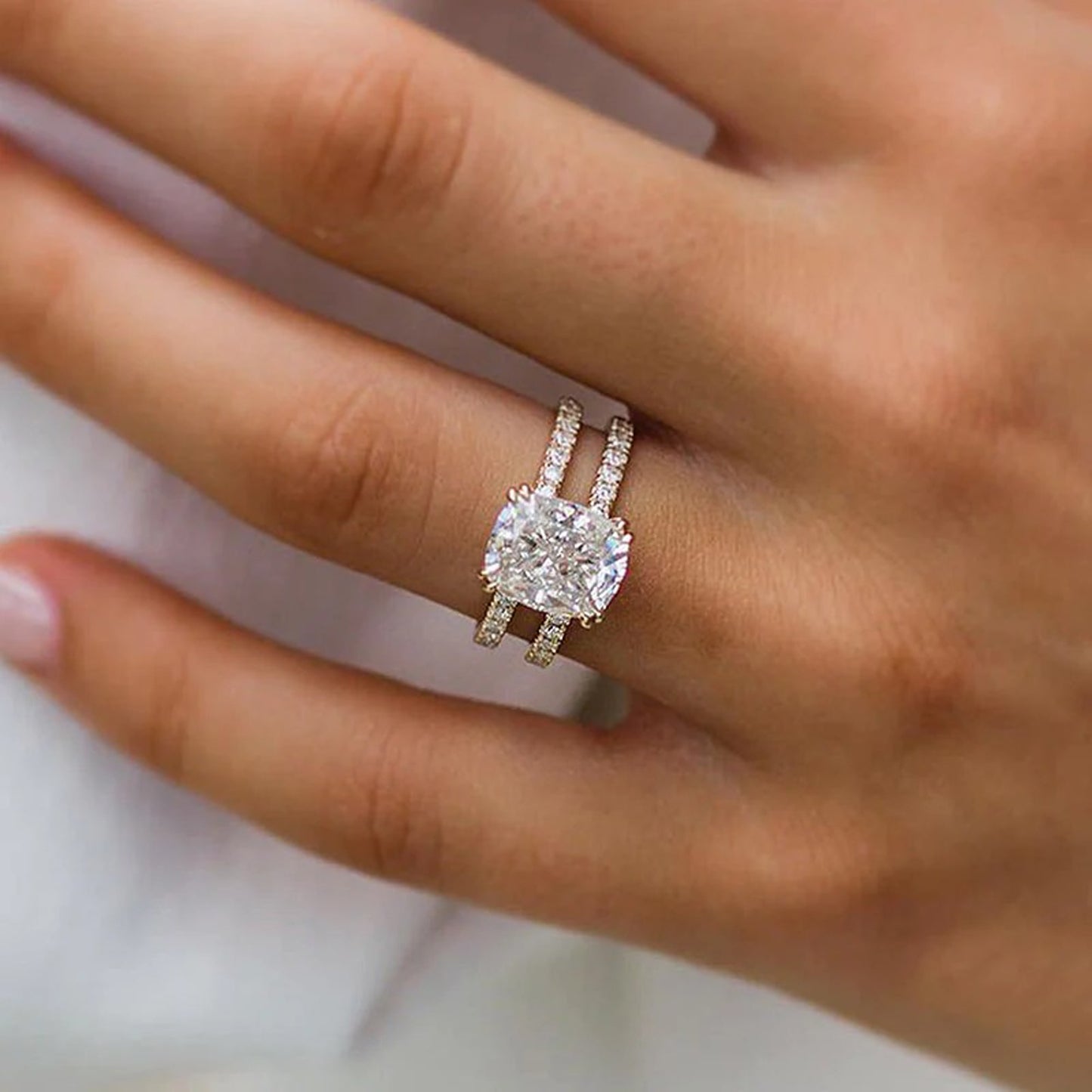 3.5 carat cushion cut engagement ring