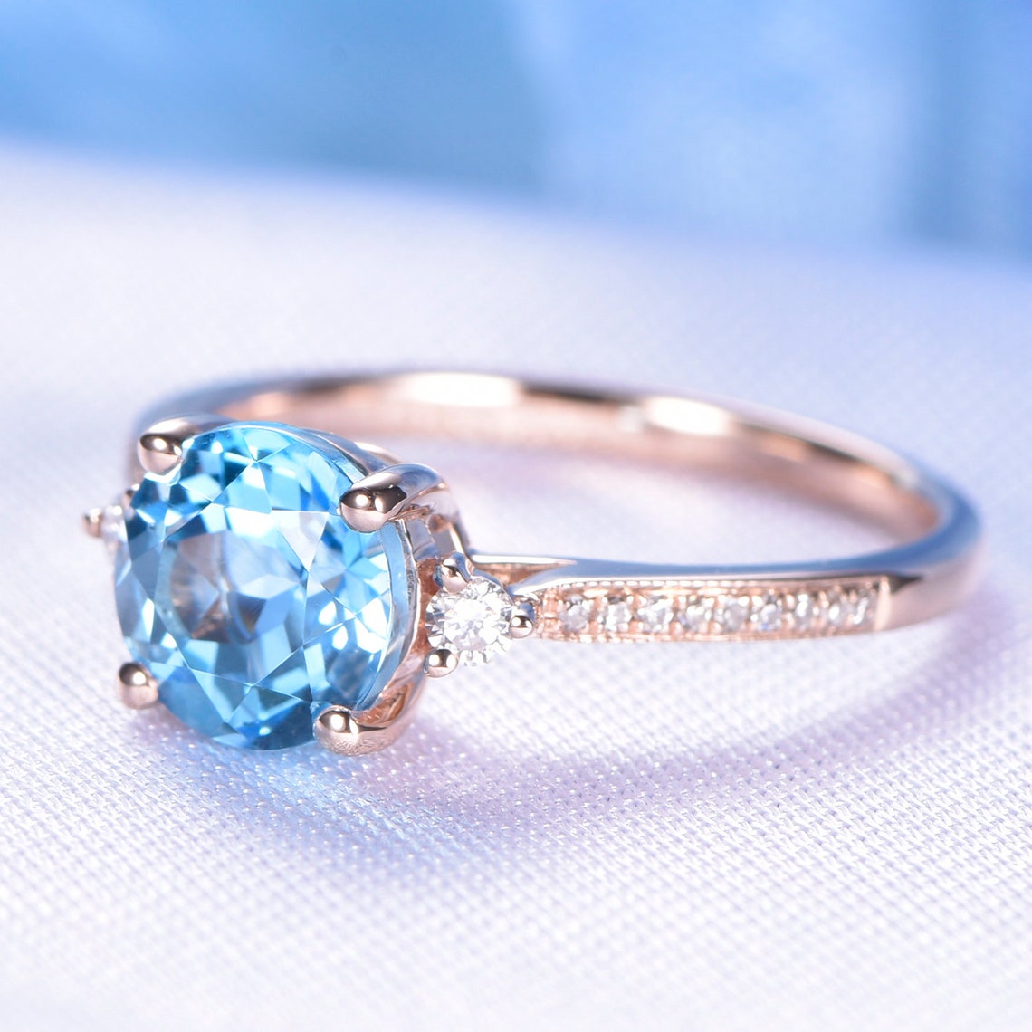 Swiss Blue Topaz Engagement Ring