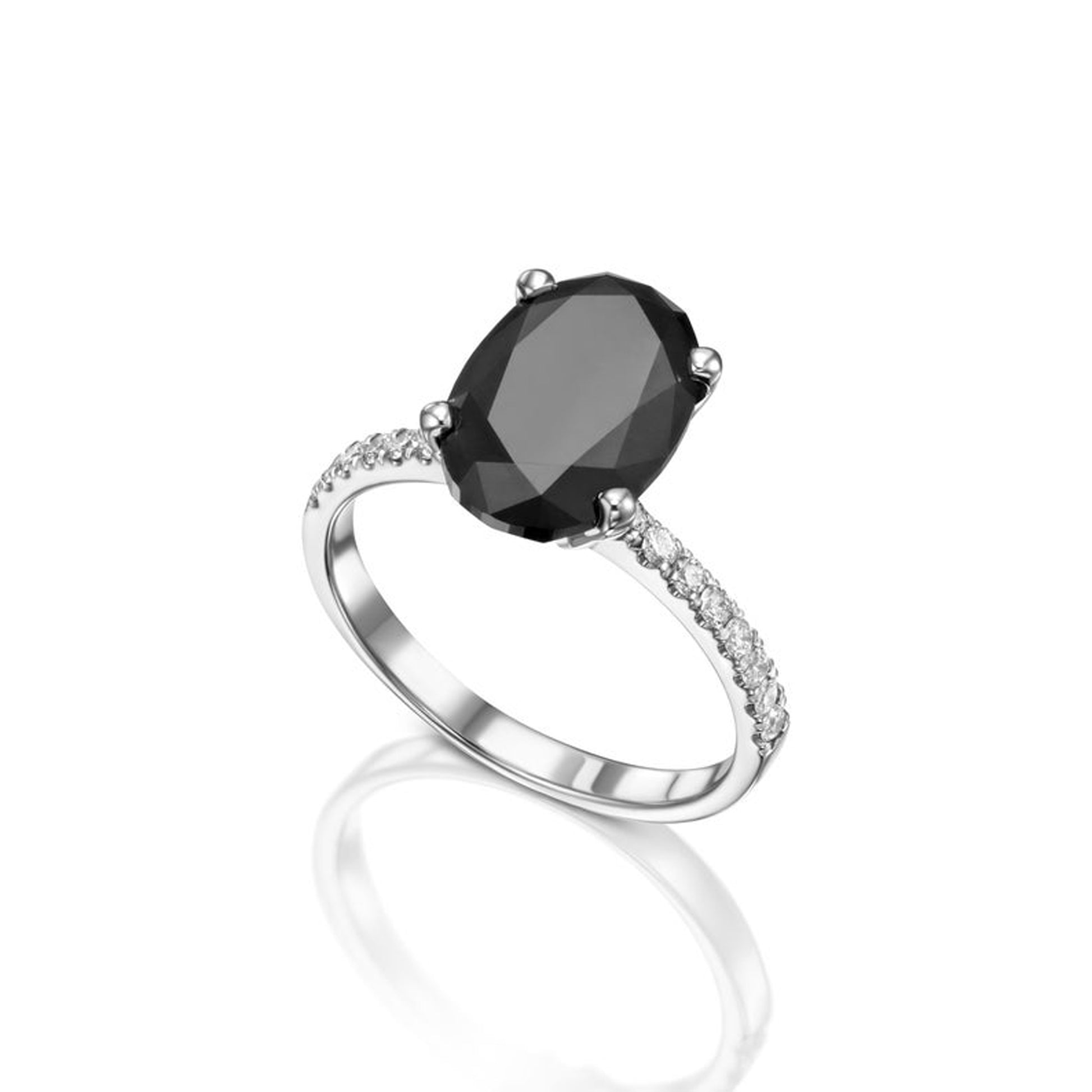 Black Oval Diamond Engagement Ring