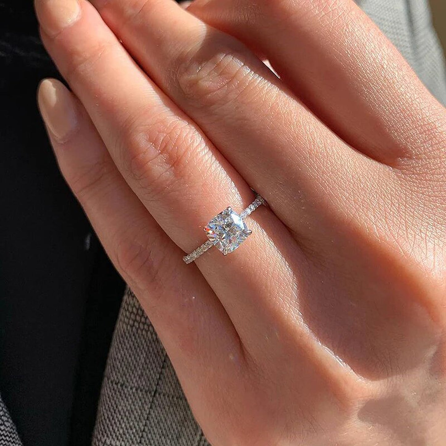 Cushion Cut Moissanite Ring