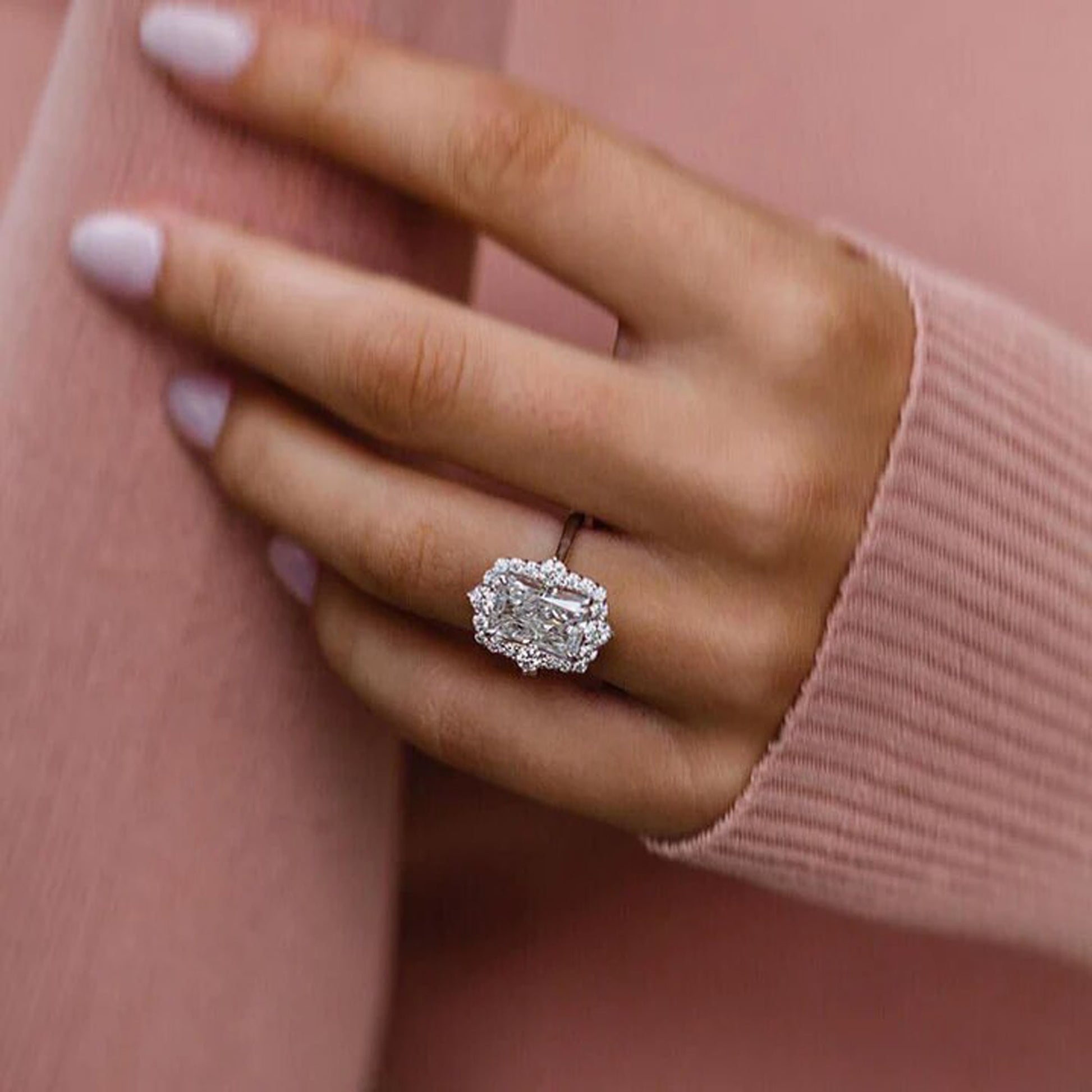 radiant cut moissanite ring