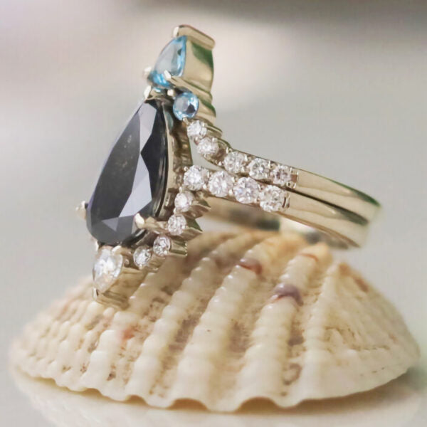 salt and pepper diamond engagement ring