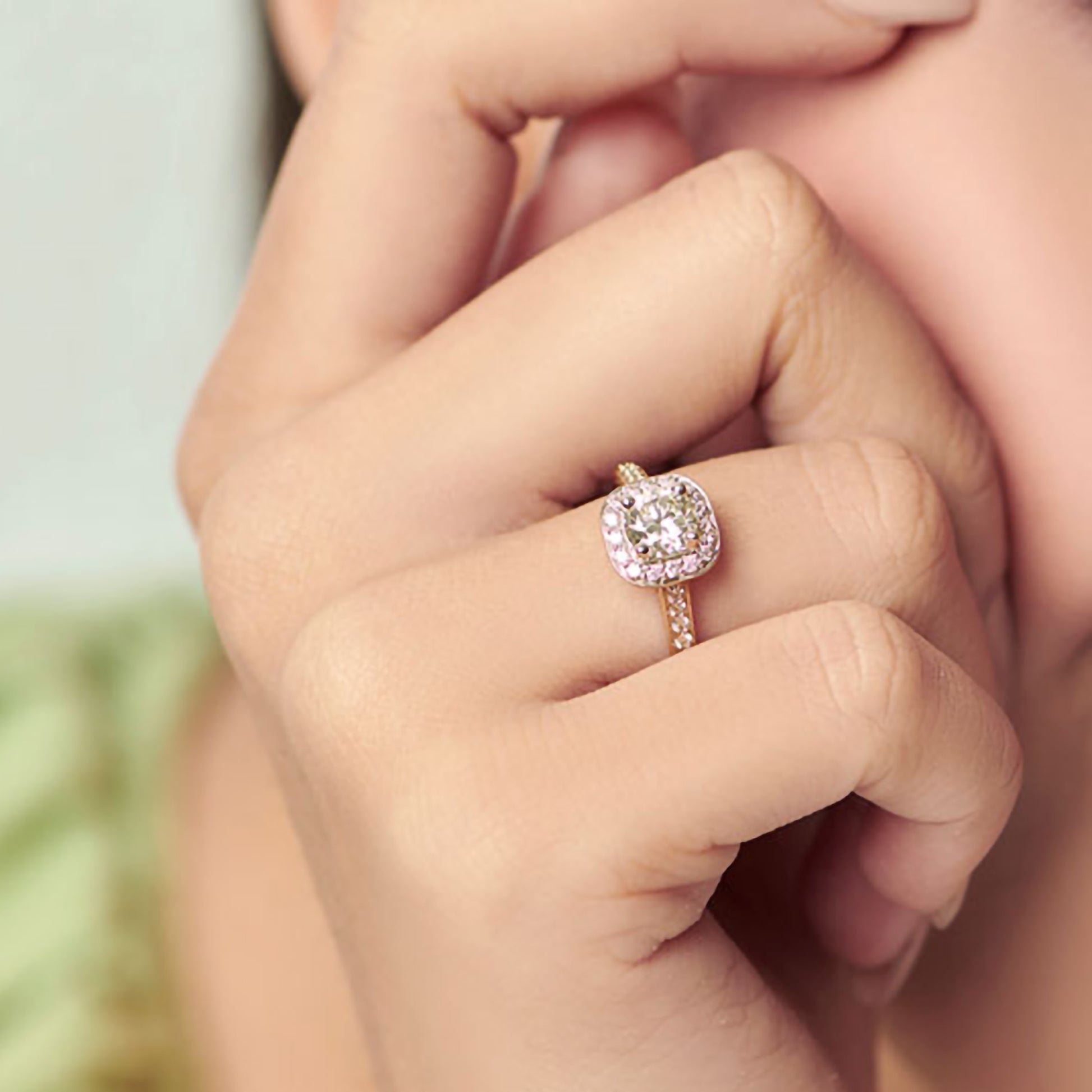 Moissanite Halo Engagement Ring