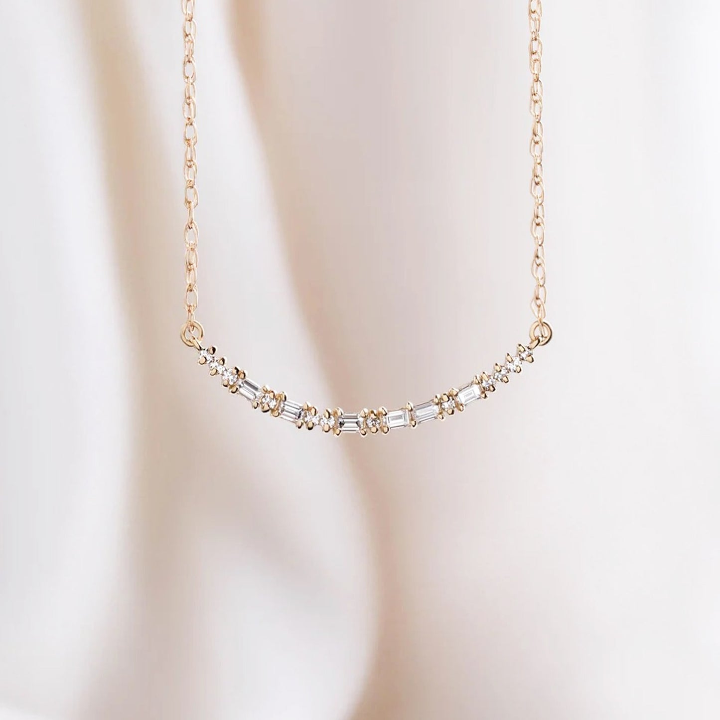 baguette diamond necklace gold