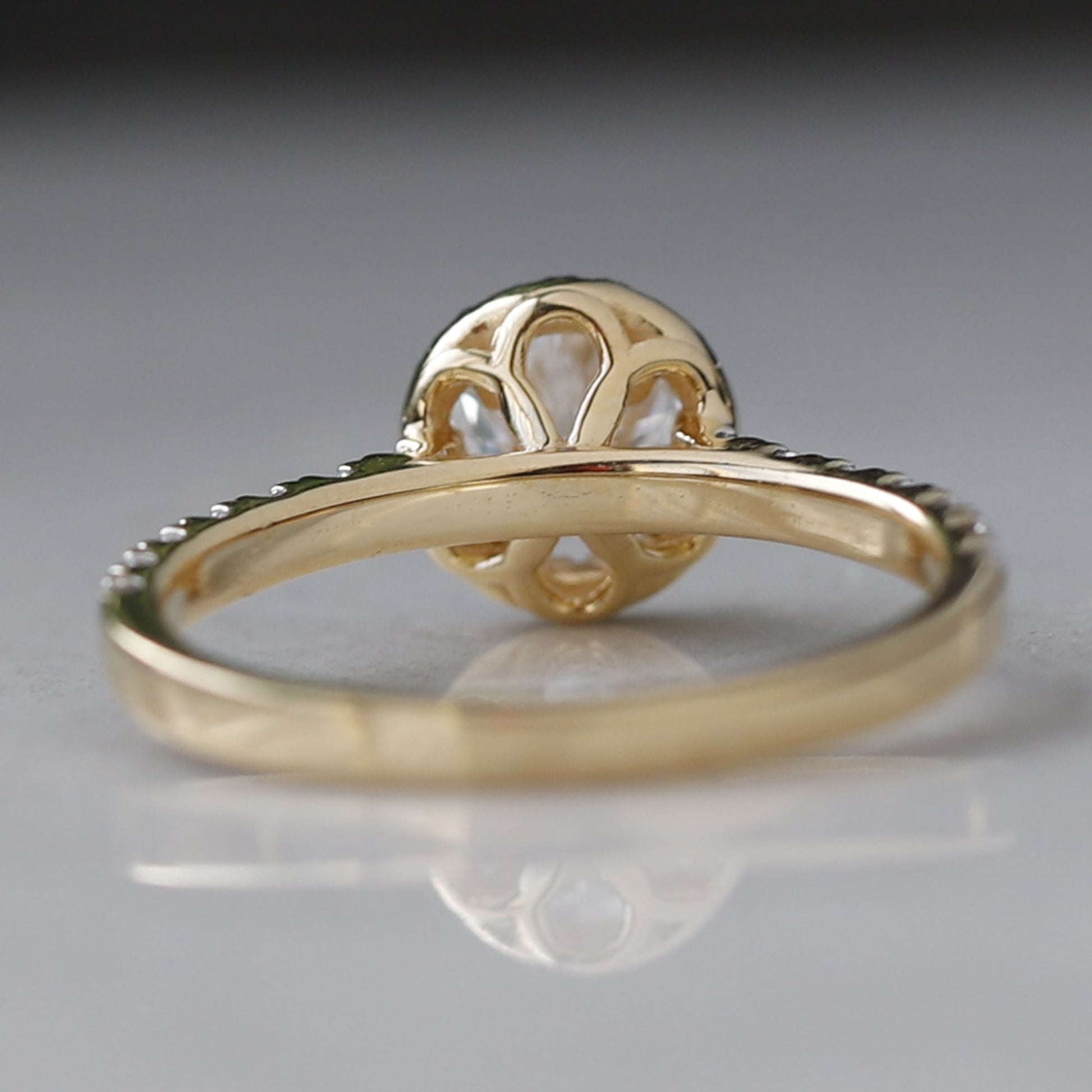 yellow gold lab created diamond ring