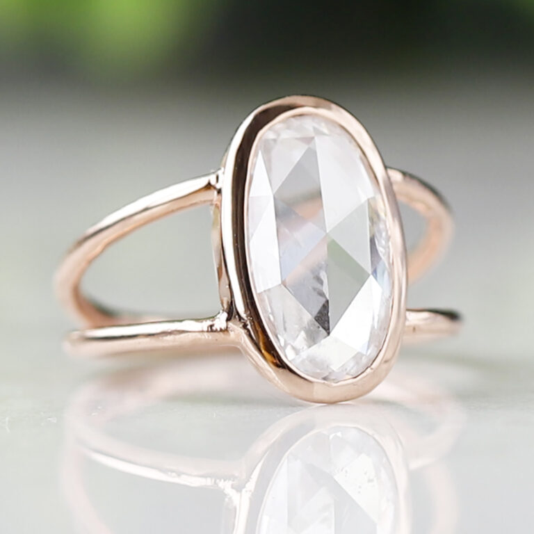 oval rose cut diamond ring