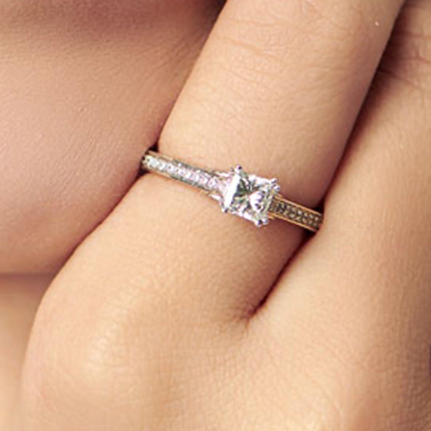 princess cut moissanite engagement ring