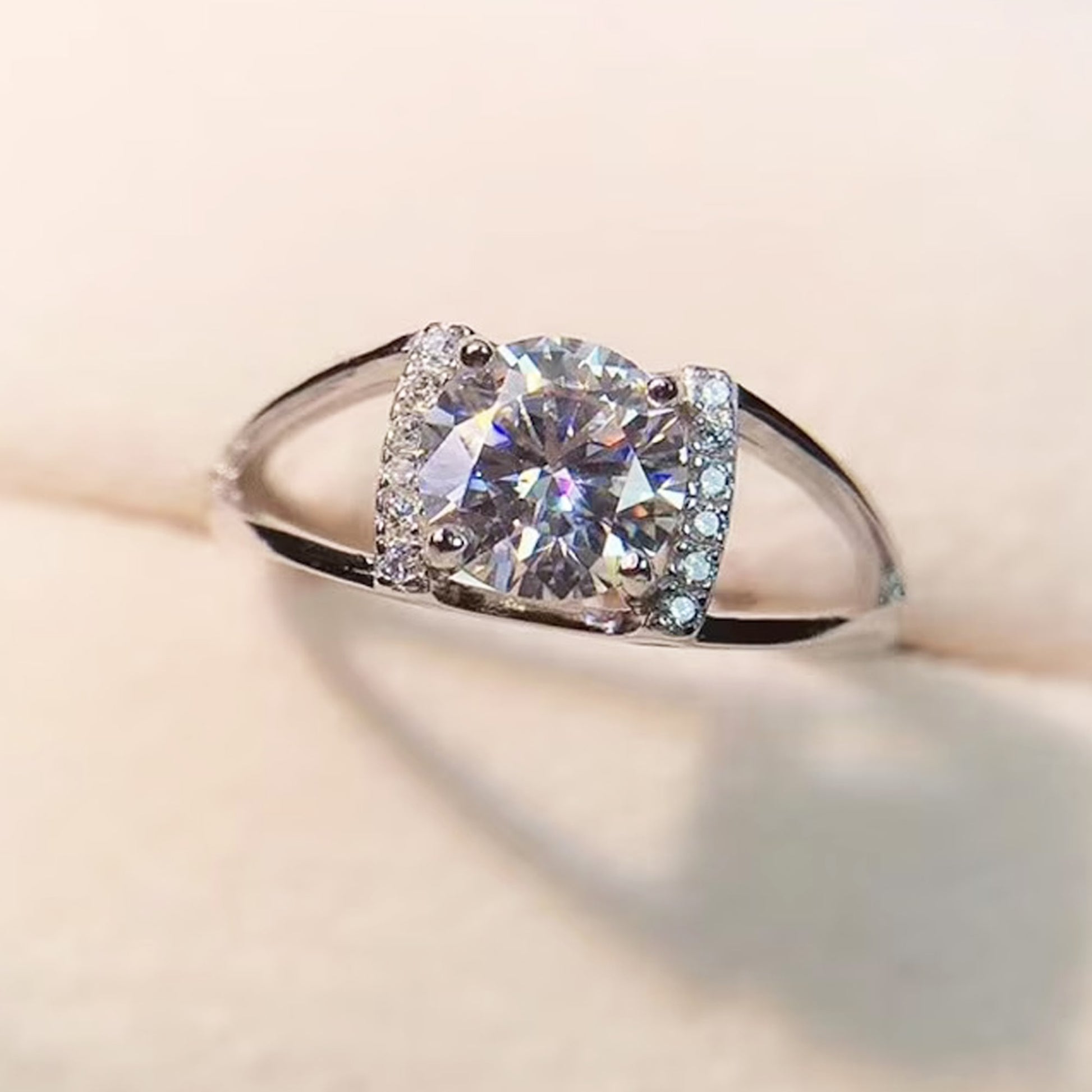 round moissanite engagement ring