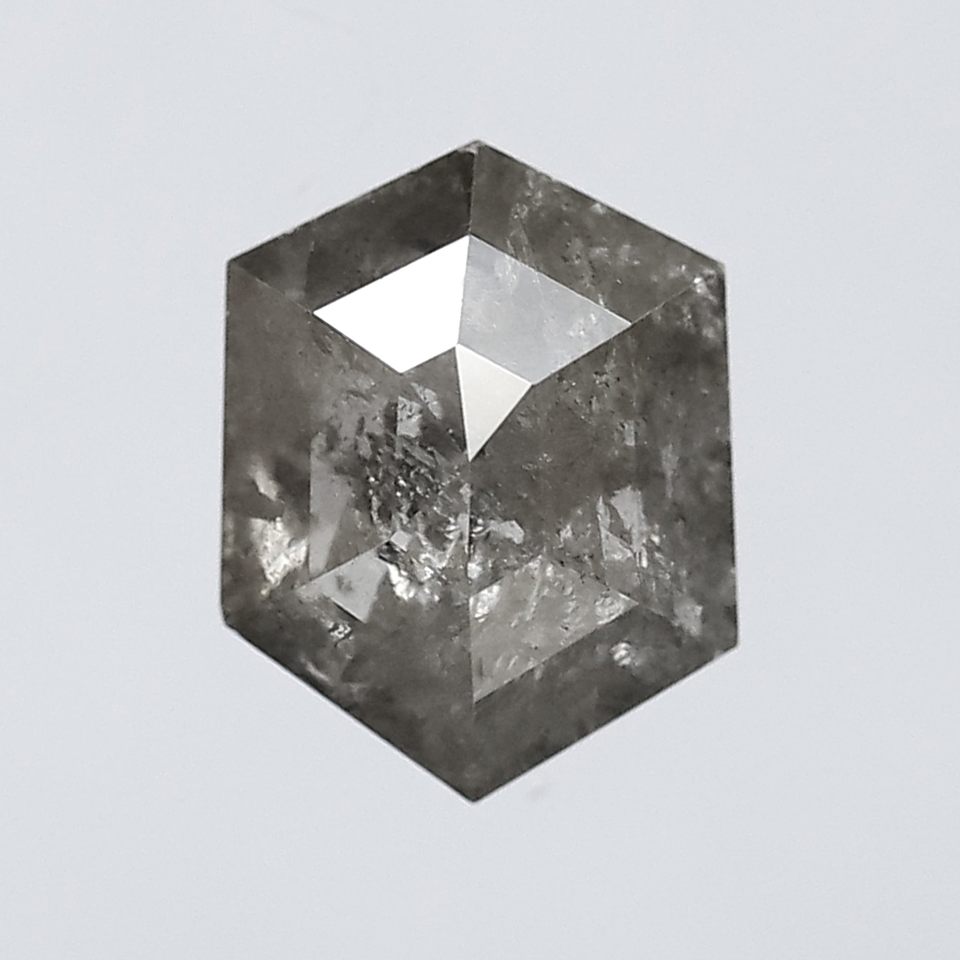 salt and pepper hexagon diamond ring