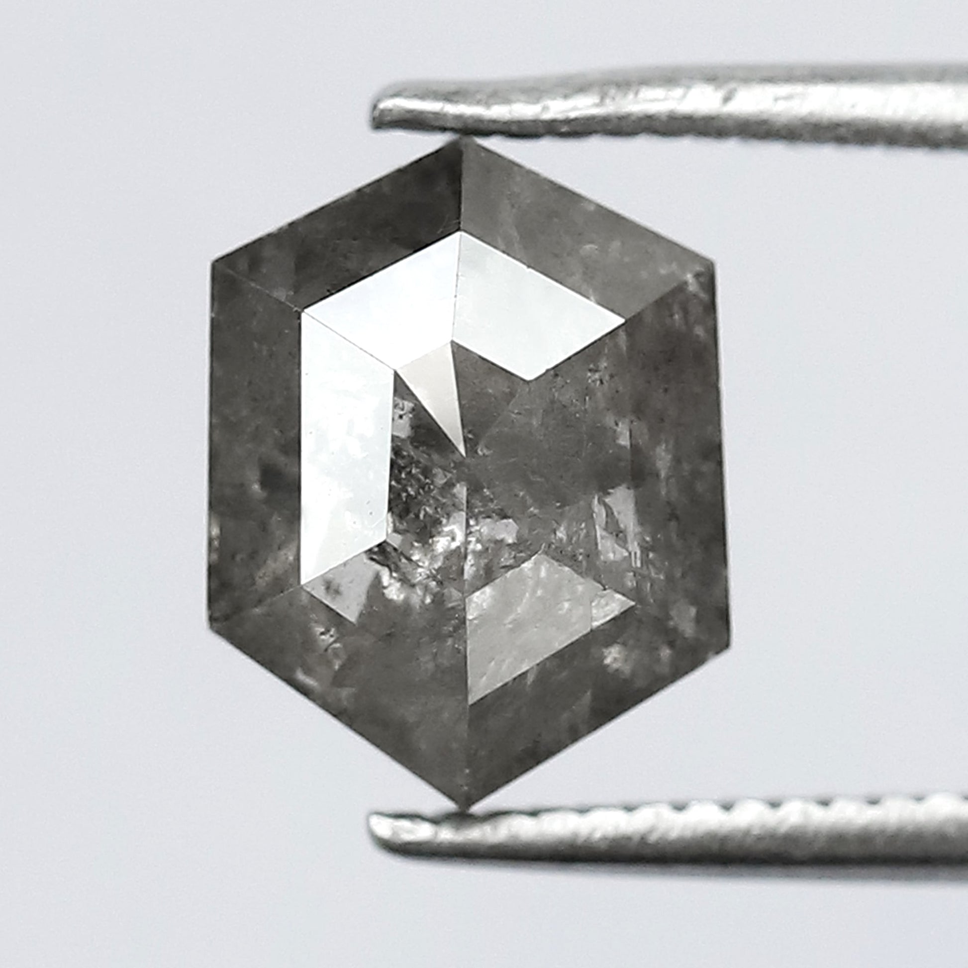 salt and pepper hexagon diamond ring