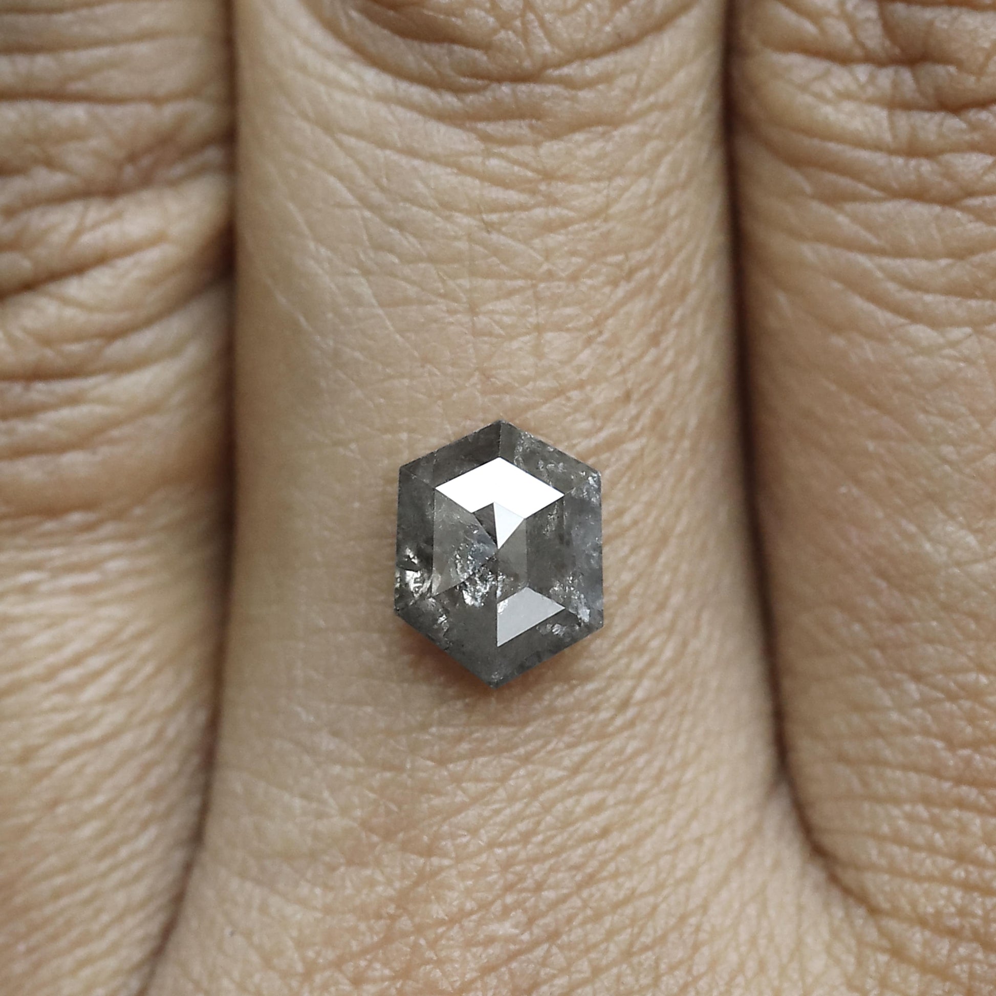 salt and pepper hexagon diamond ring