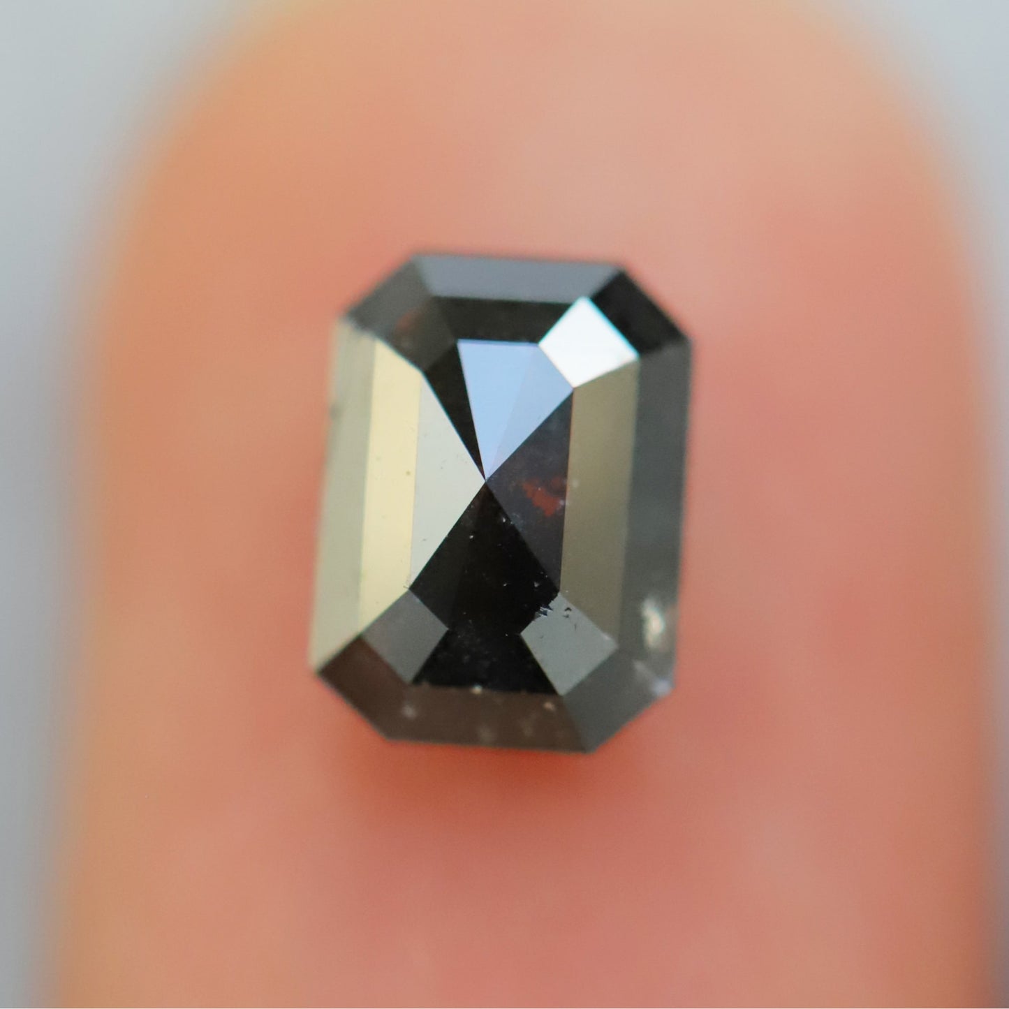 emerald cut salt and pepper diamond