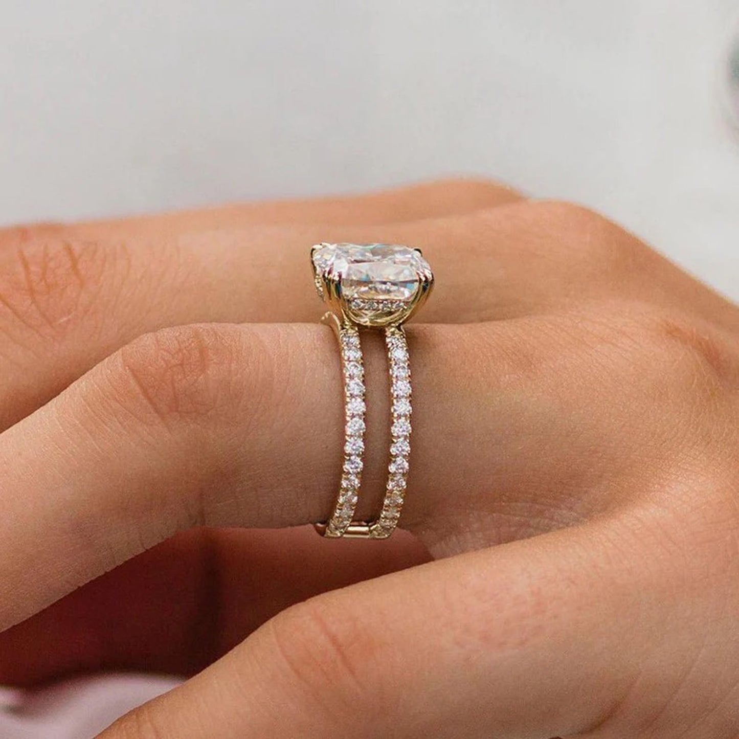 3.5 carat cushion cut engagement ring