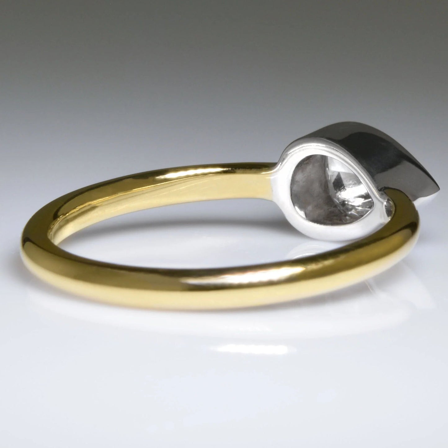 14 K Yellow Gold Pear Bezel Set Rose Cut Diamond Ring For Her