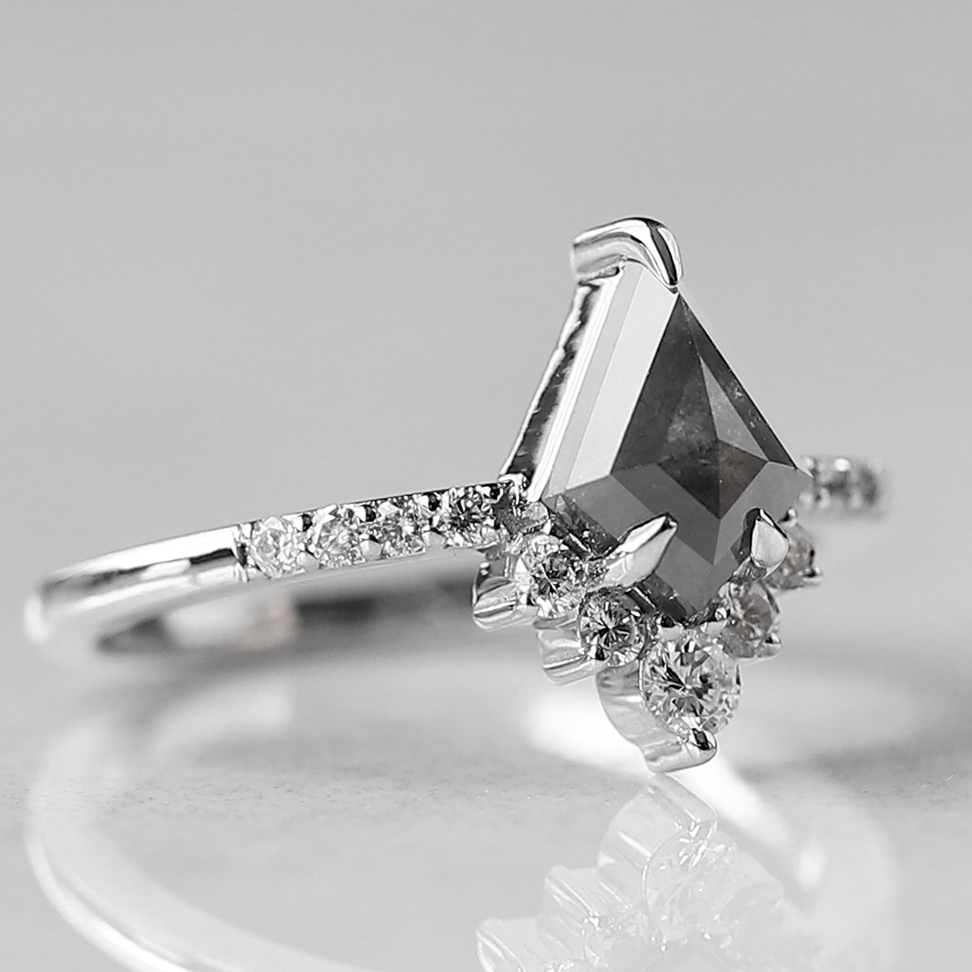 Salt & Pepper Diamond Kite Engagement ring