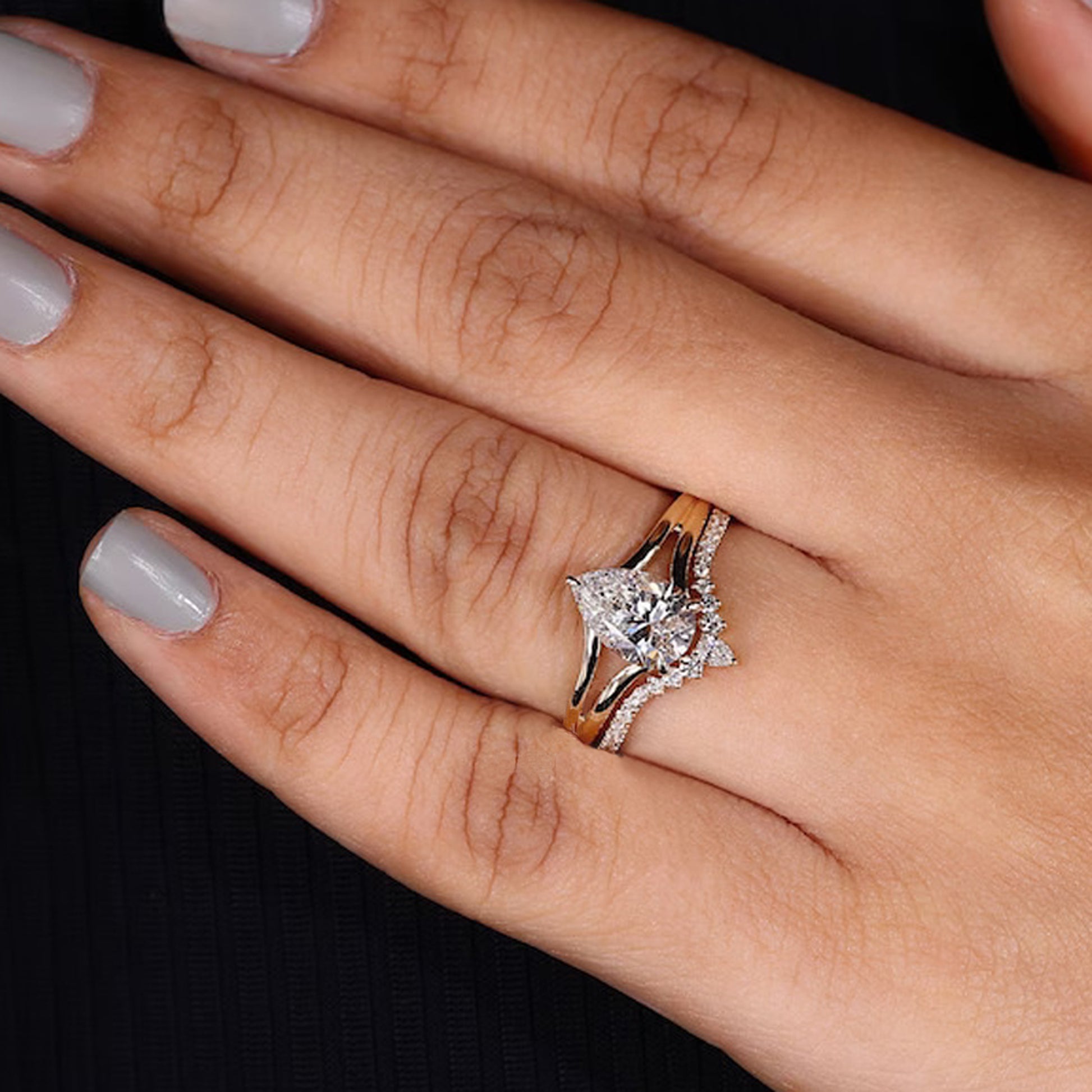 Pear Shaped Engagement Ring Set