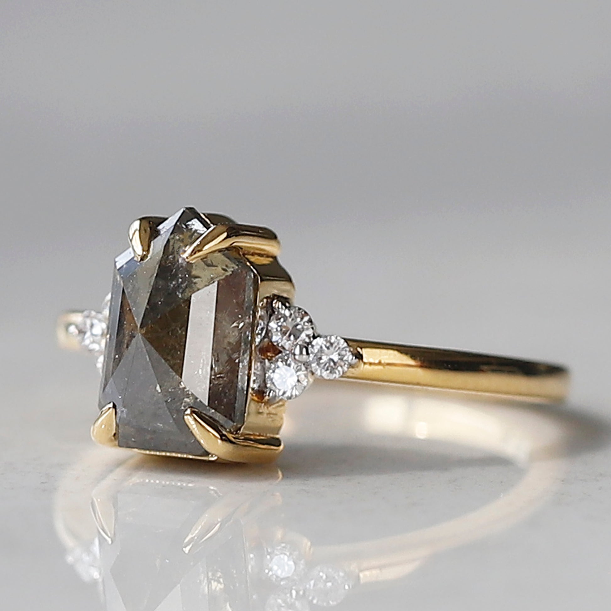 shield cut diamond engagement ring