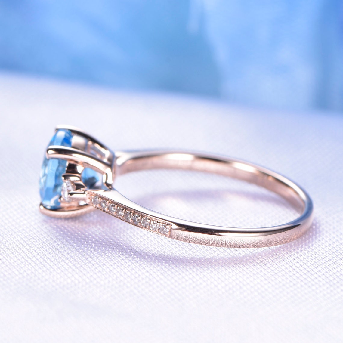 Swiss Blue Topaz Engagement Ring