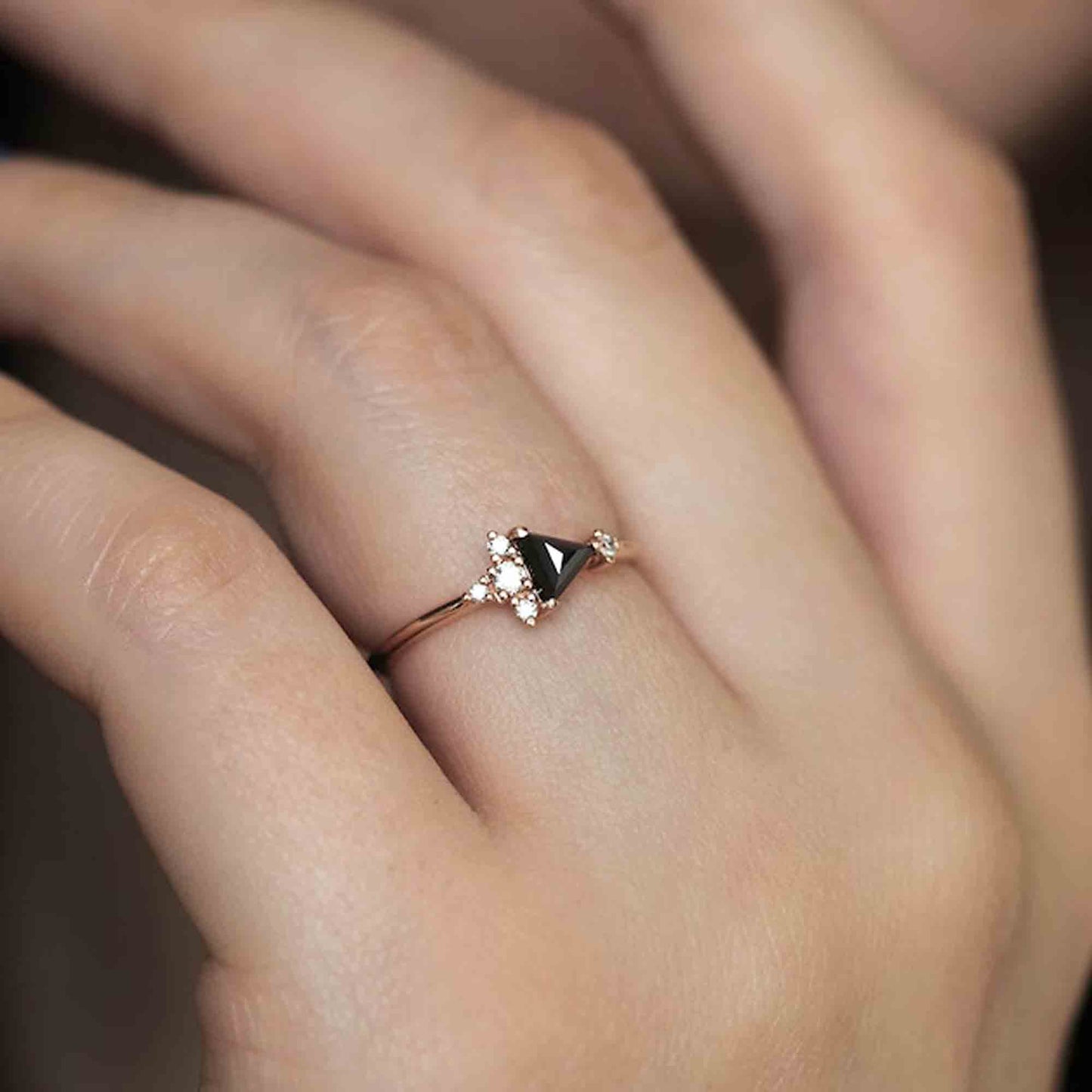 black diamond cluster ring