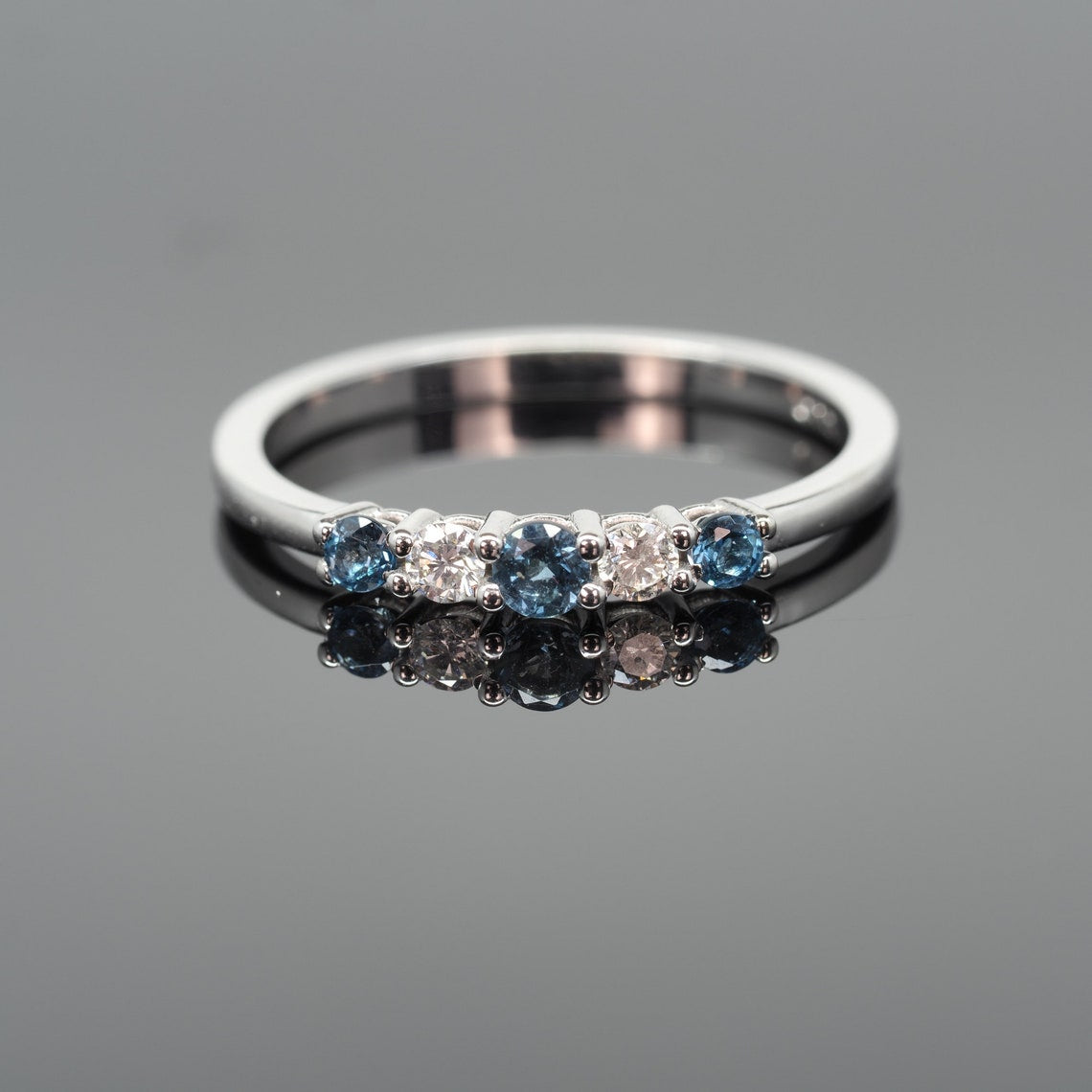 Wedding Band with London Blue Topaz