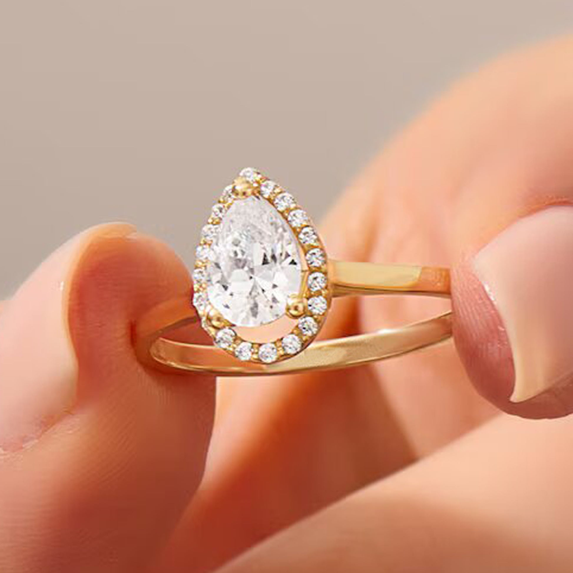 pear shaped moissanite ring
