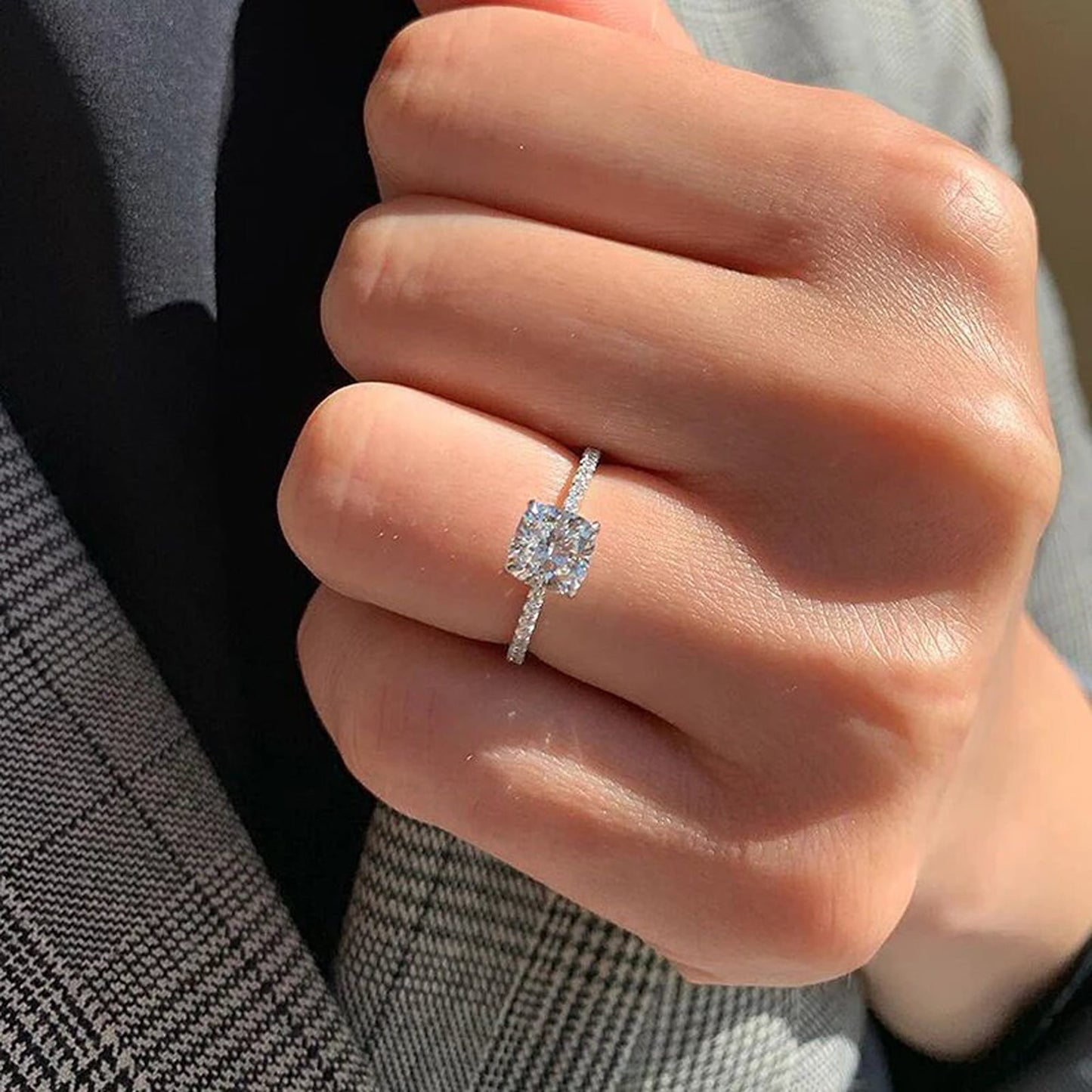 Cushion Cut Moissanite Ring