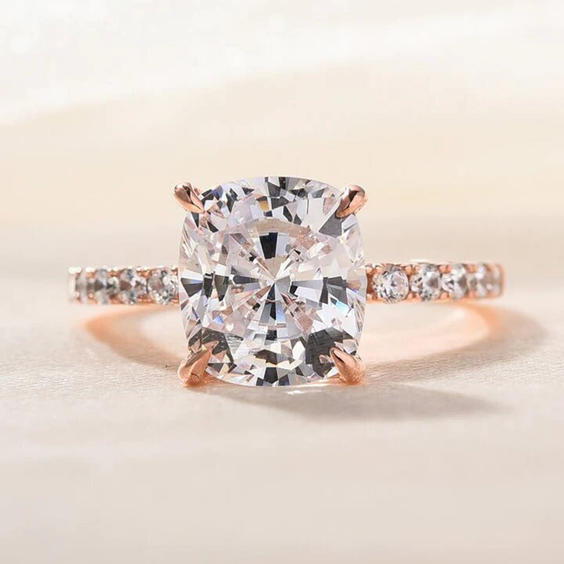 cushion cut moissanite engagement ring