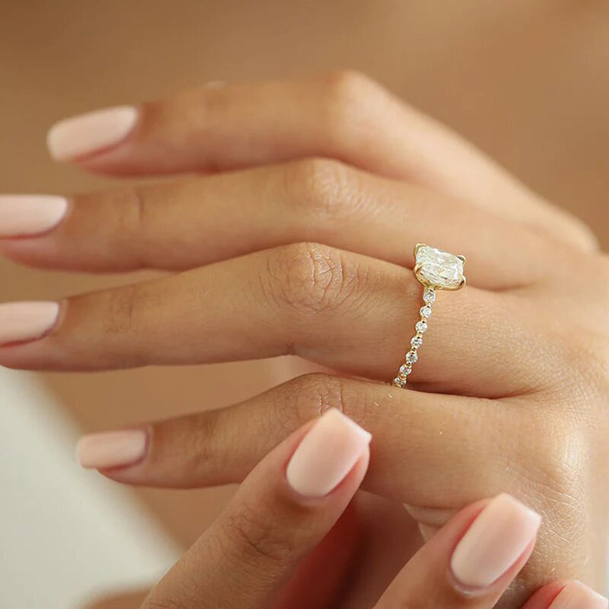 elongated cushion cut moissanite ring