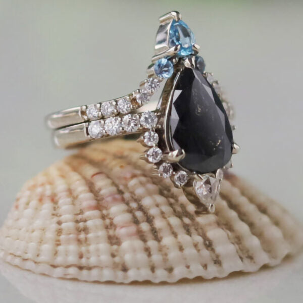 salt and pepper diamond engagement ring
