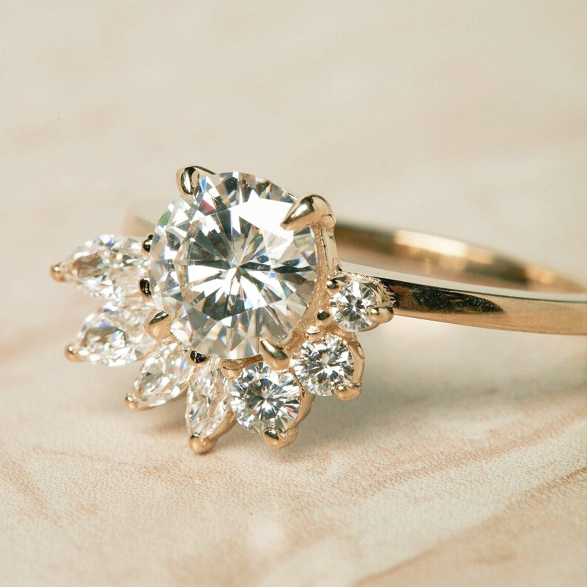 sunflower engagement ring