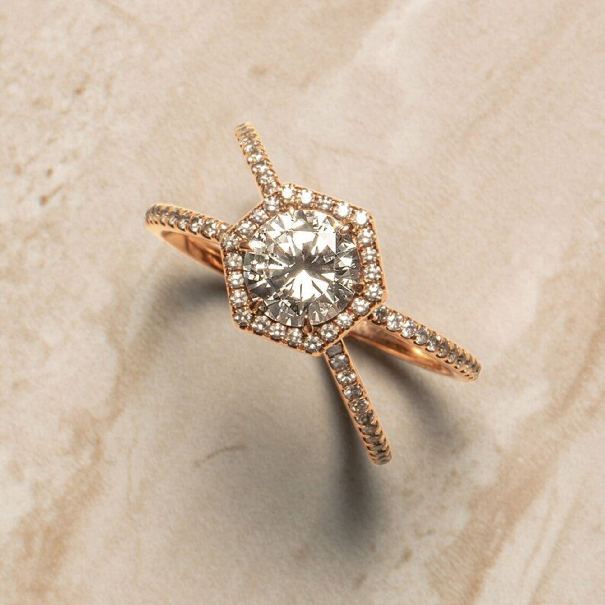 halo moissanite engagement ring