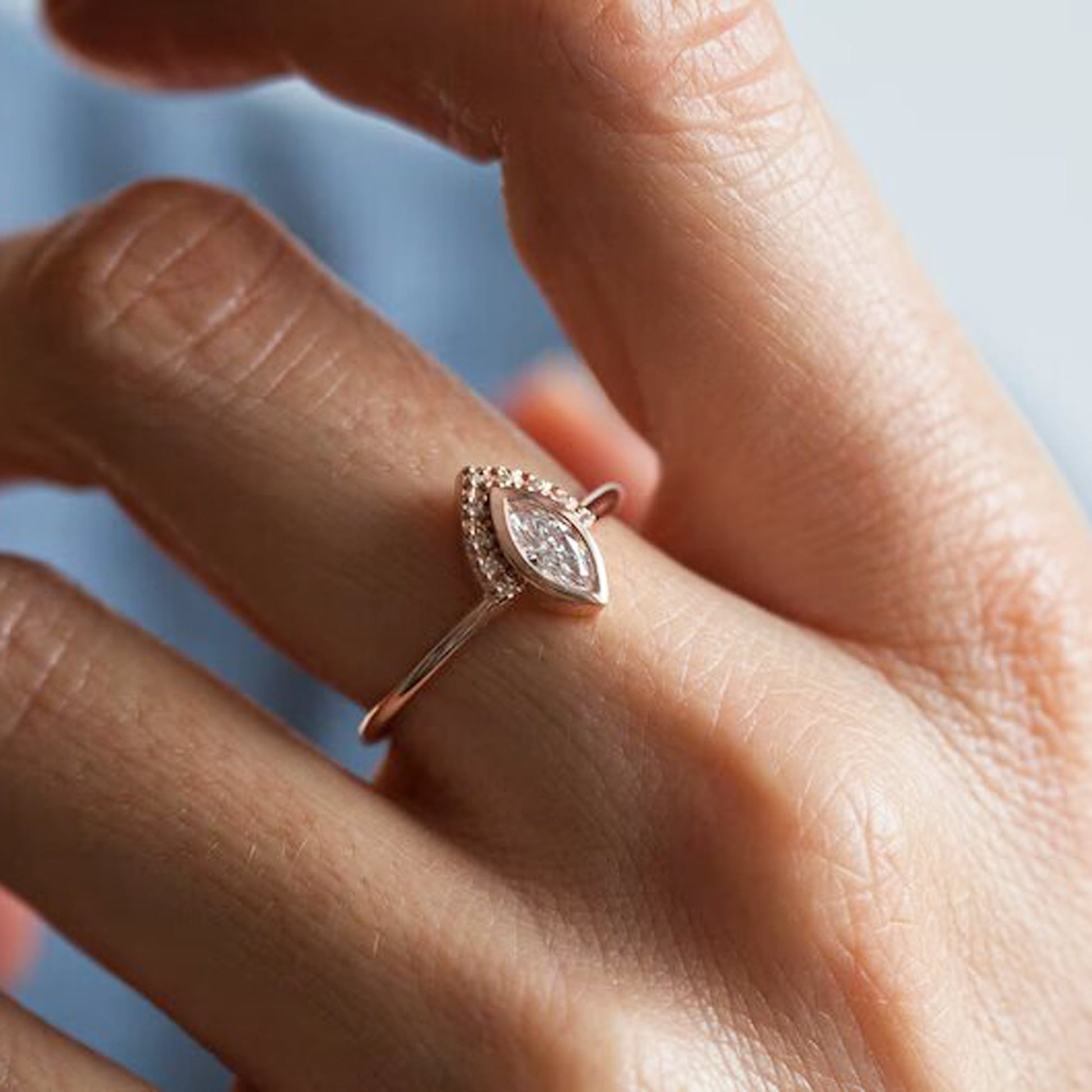Moissanite Marquise Ring 0.50 CT with Half Halo – Stunning Women’s Jewelry
