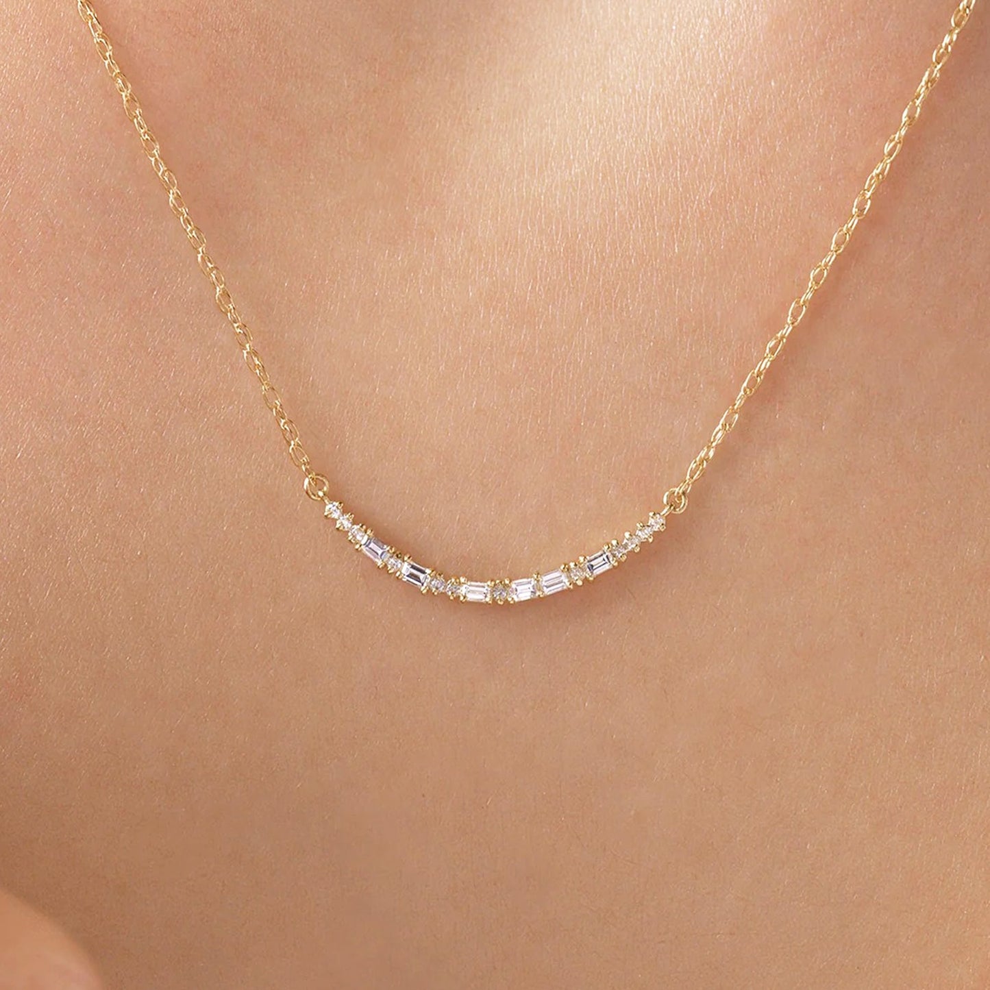 baguette diamond necklace gold