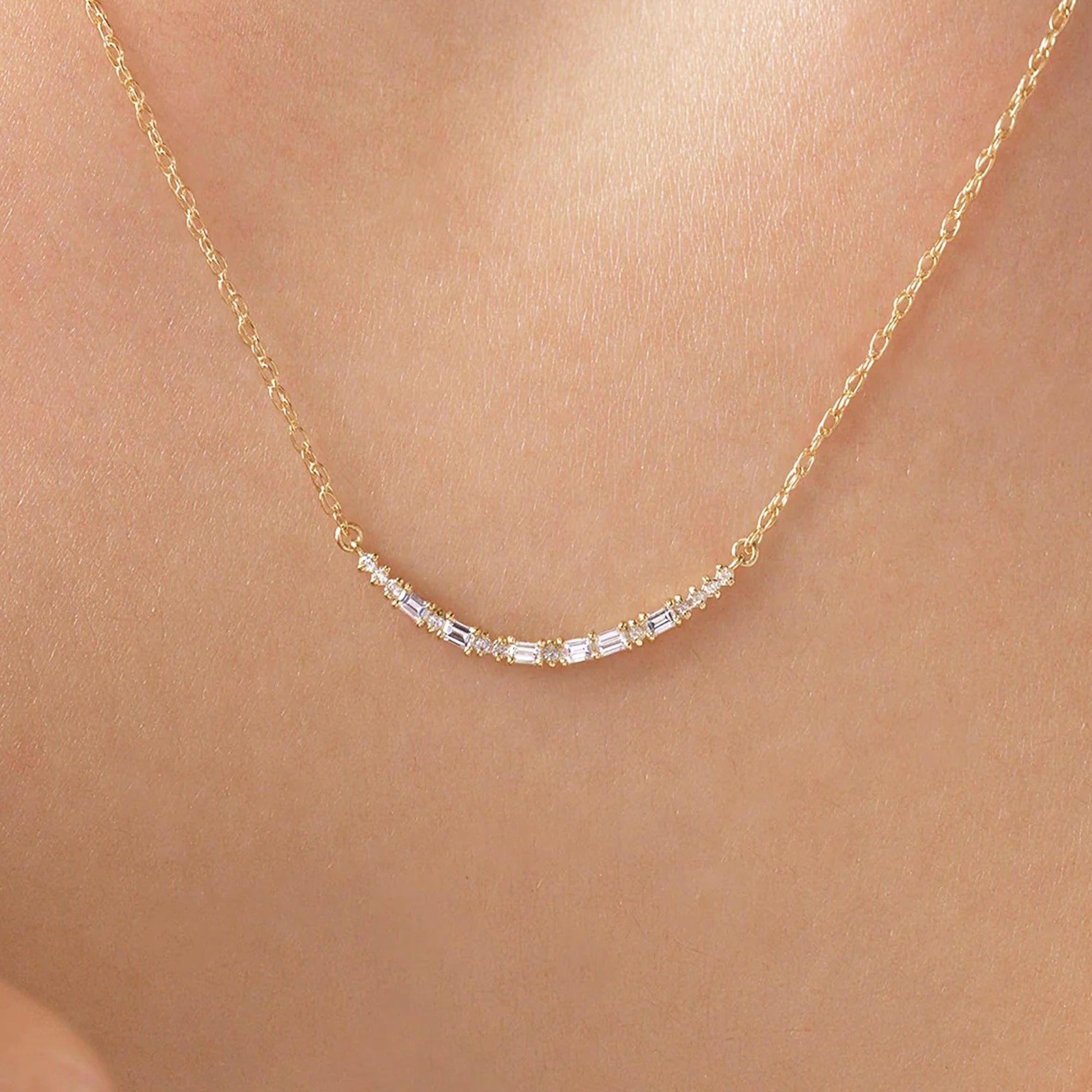 baguette diamond necklace gold