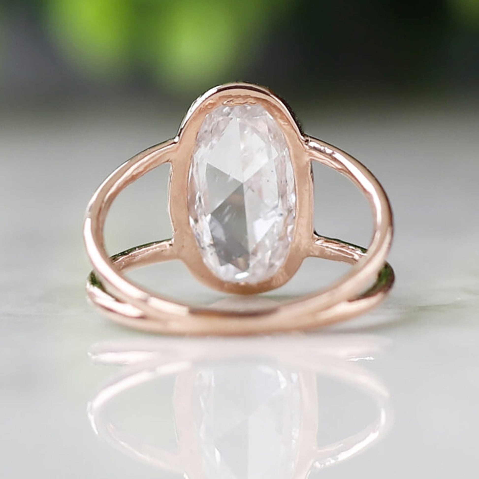 oval rose cut diamond ring