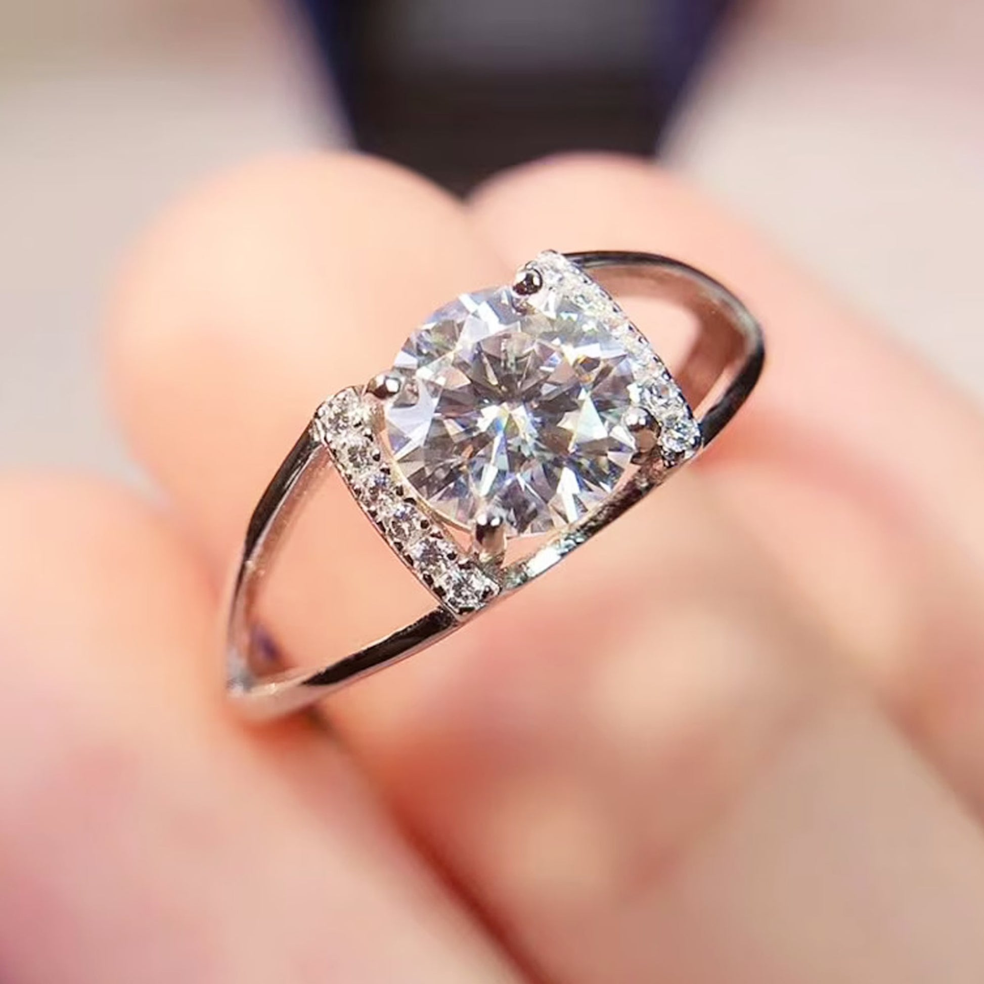 round moissanite engagement ring