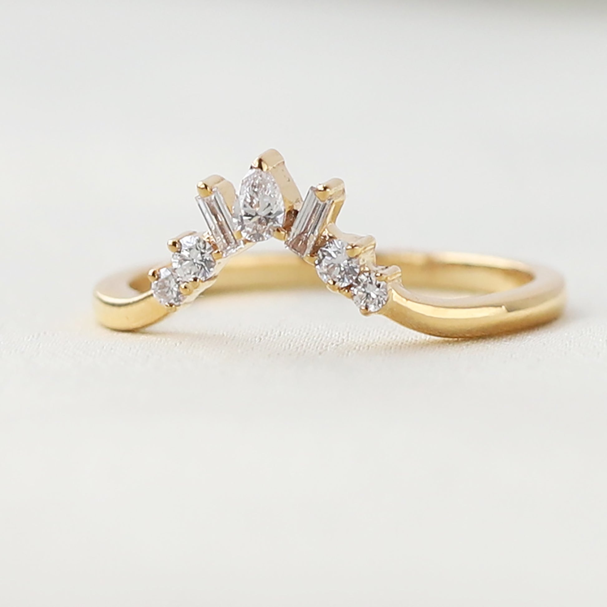 14k gold curved wedding band