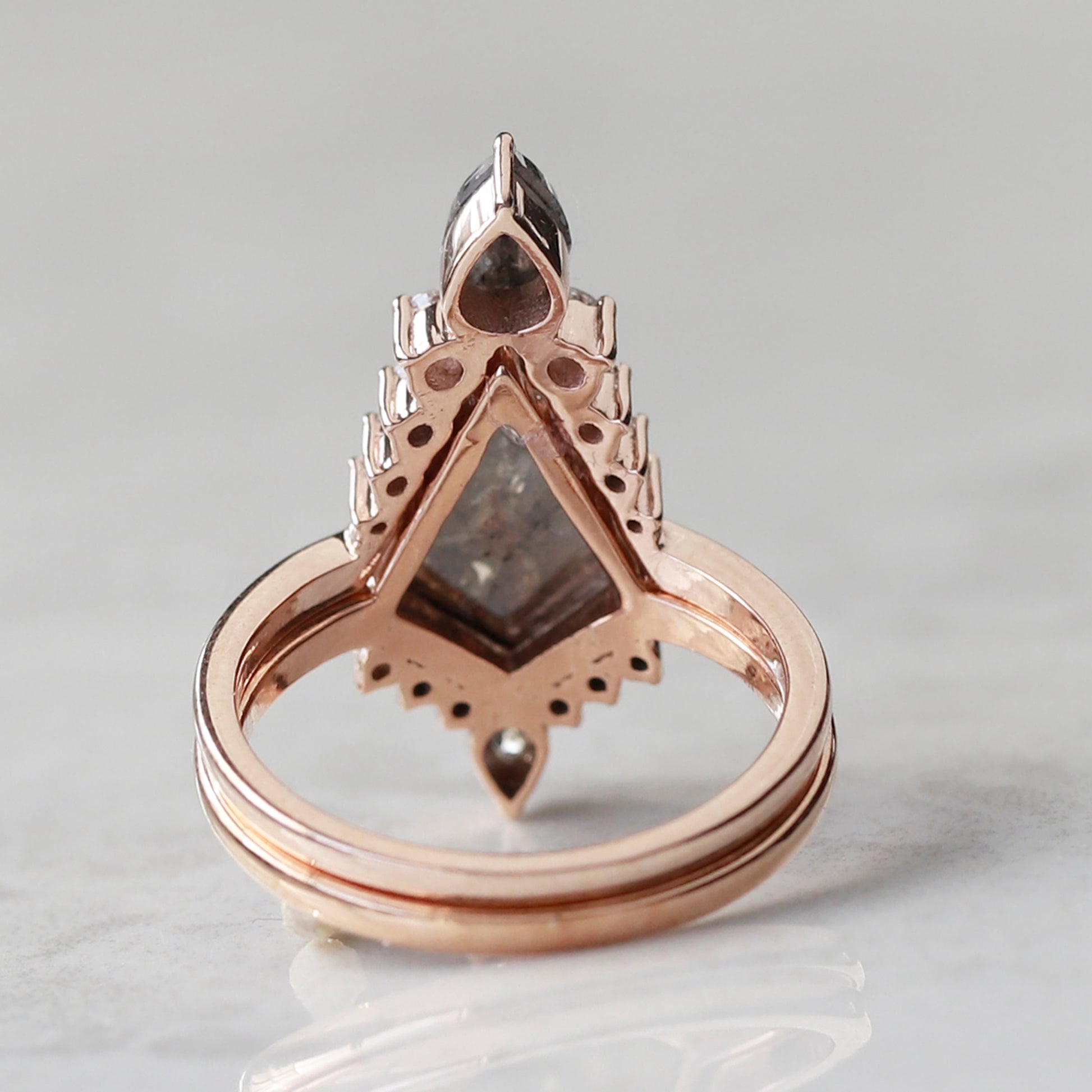 salt and pepper diamond engagement ring set