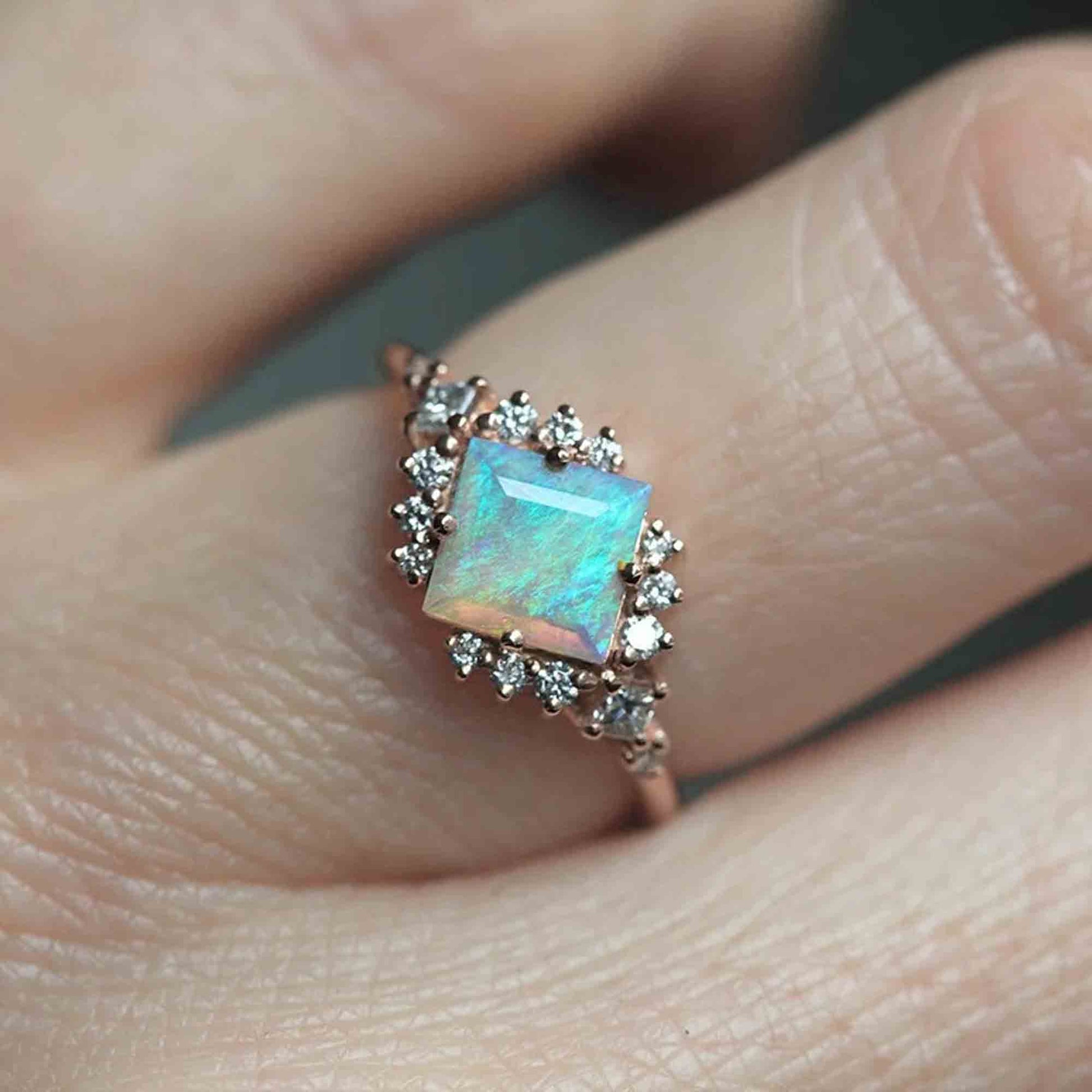 princess cut opal ring