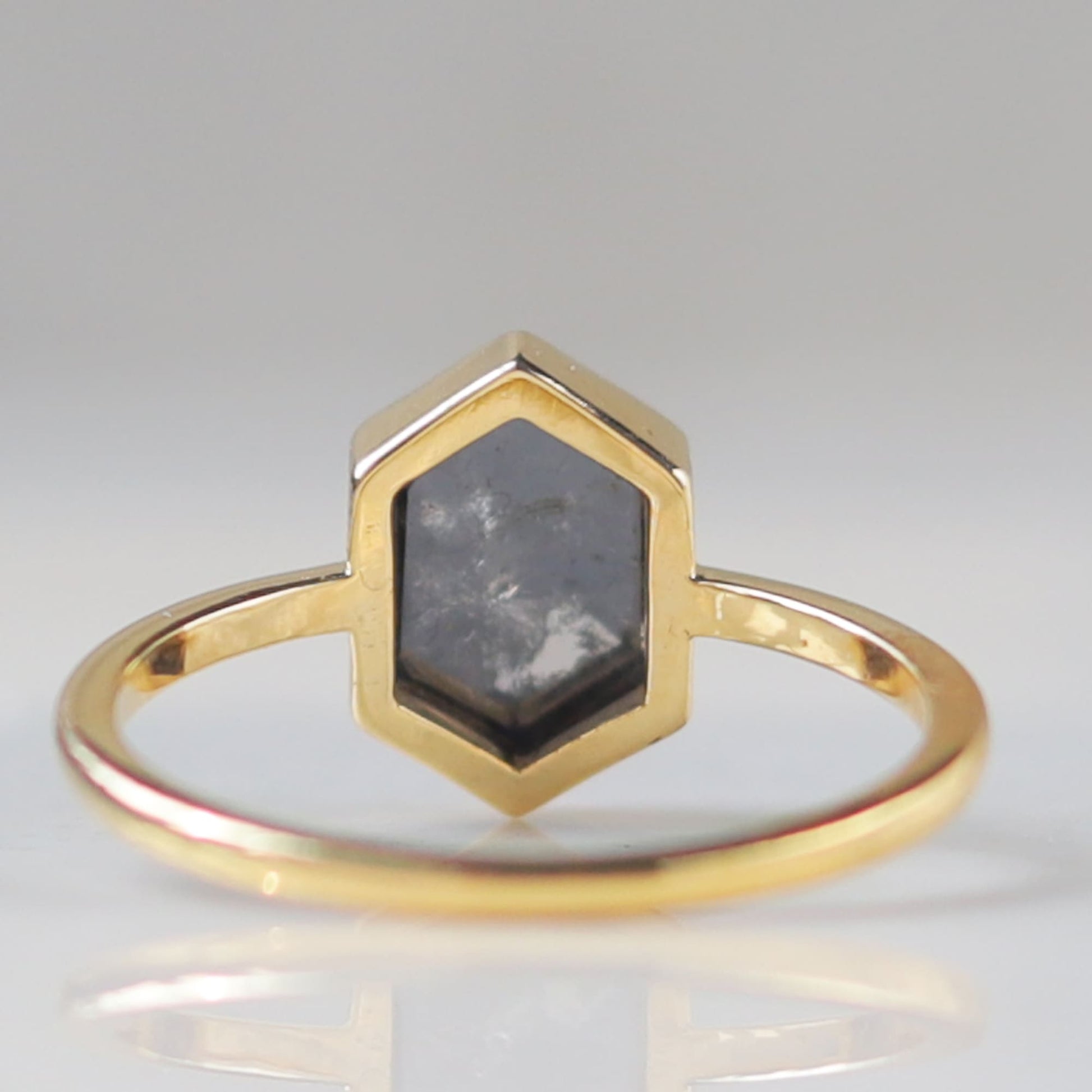 14 k yellow gold hexagon engagement ring