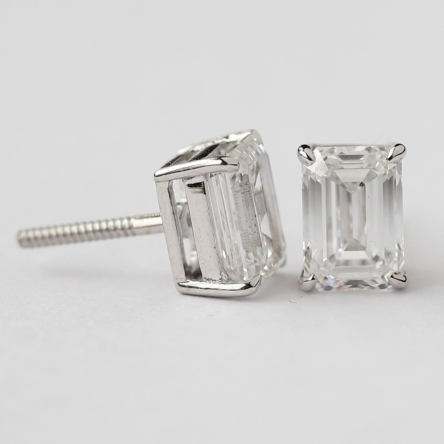 14 K White Gold Emerald Cut diamond Earrings