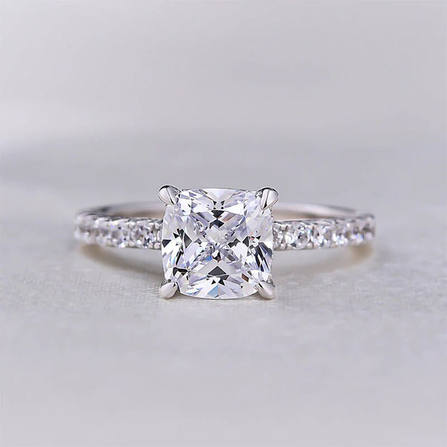 Cushion Cut Moissanite Ring