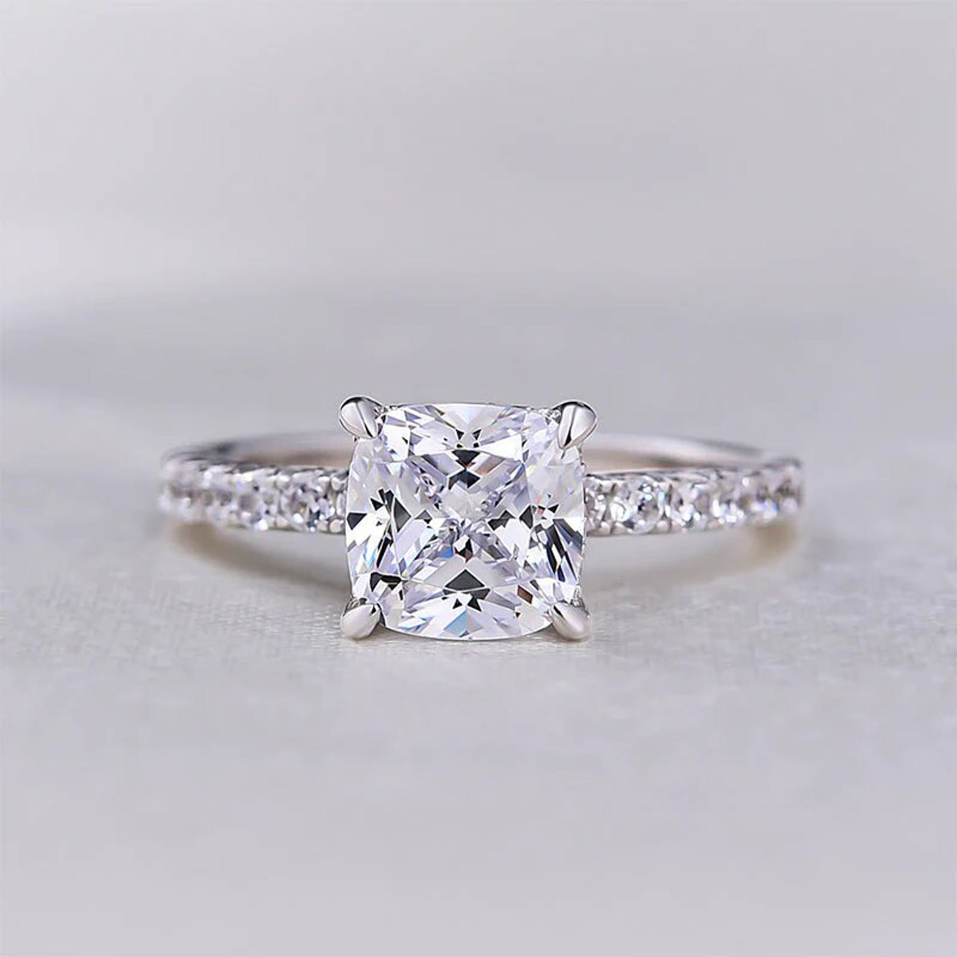 Cushion Cut Moissanite Ring