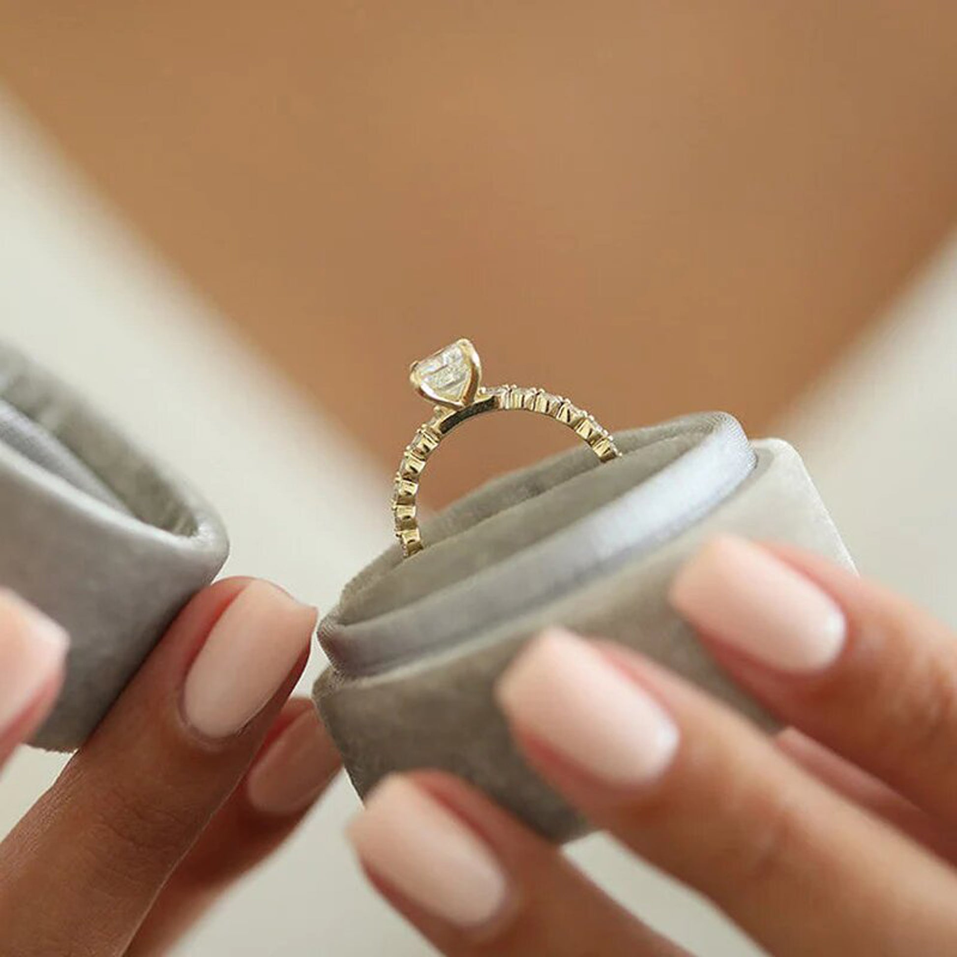 elongated cushion cut moissanite ring